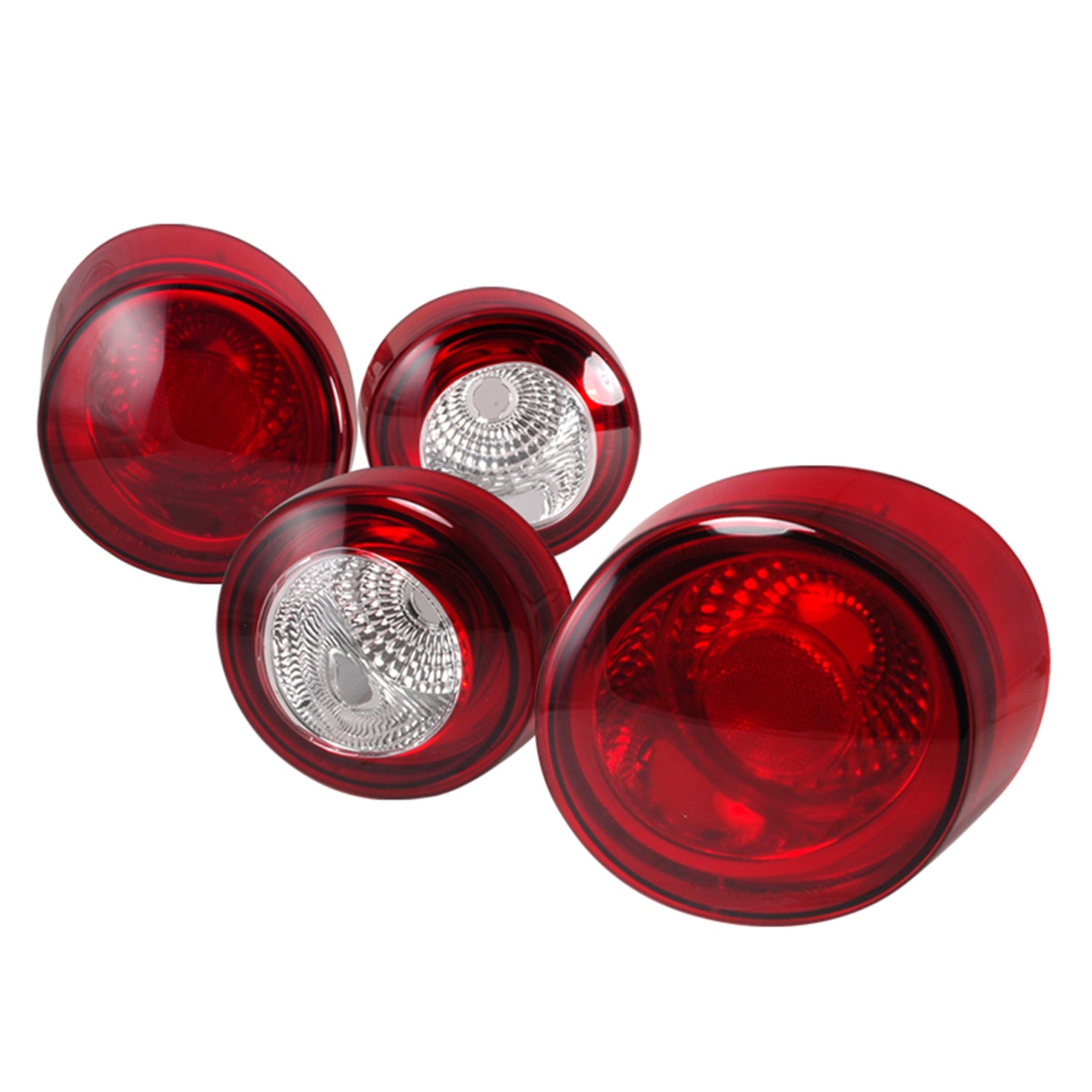 2005-2010 Chevy Cobalt Tail Lights & Trunk Reverse Lights Chrome/Red Clear
