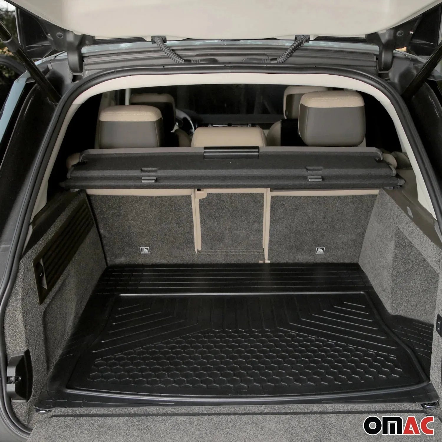 OMAC 5-Piece Semi-Custom Fit Floor Mats & Cargo Liner For Nissan - Waterproof Rubber/TPE, Black