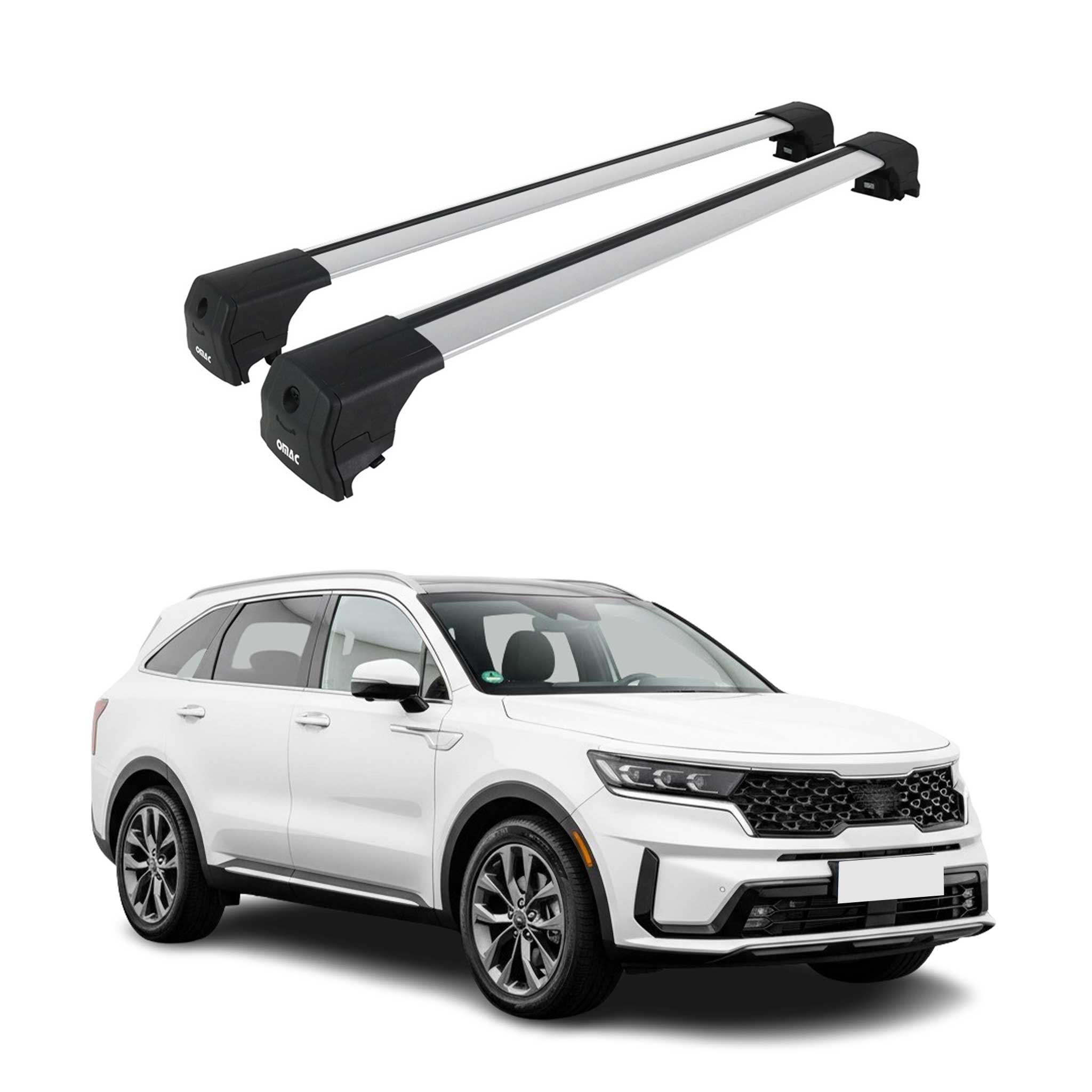 Aluminium Roof Racks Cross Bars Carrier for Kia Sorento 4.gen 2021-2026 Gray 2x