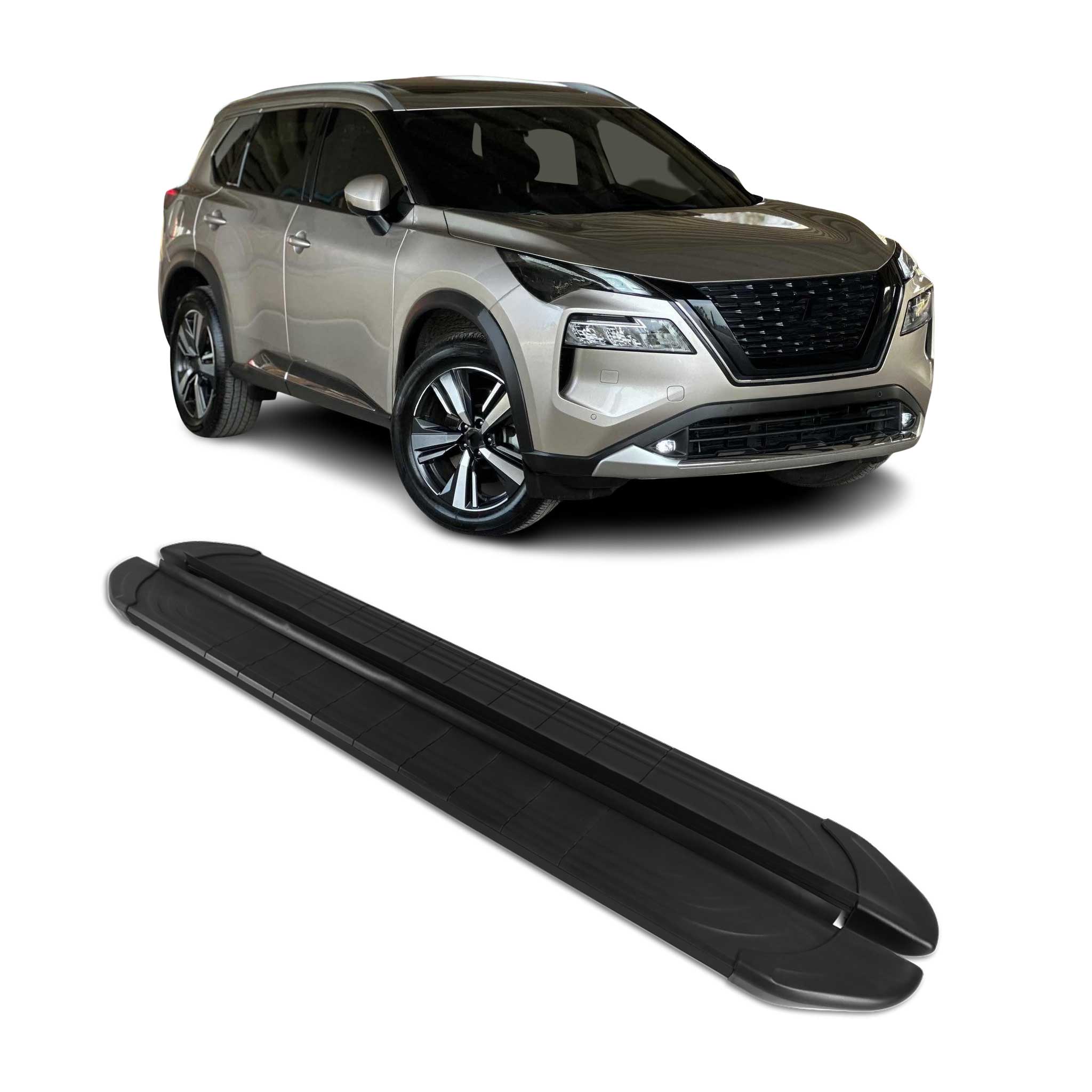 2021-2026 Nissan Rogue Side Step Nerf Bars Running Boards Black Alu 2x