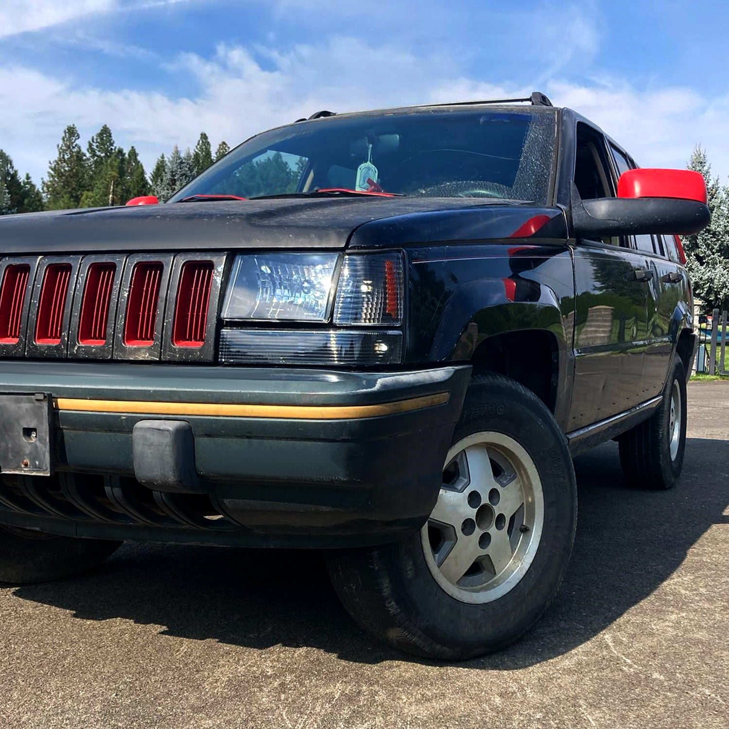 1993-1998 Jeep Grand Cherokee Factory Style Headlights Matte Black/Clear Lens