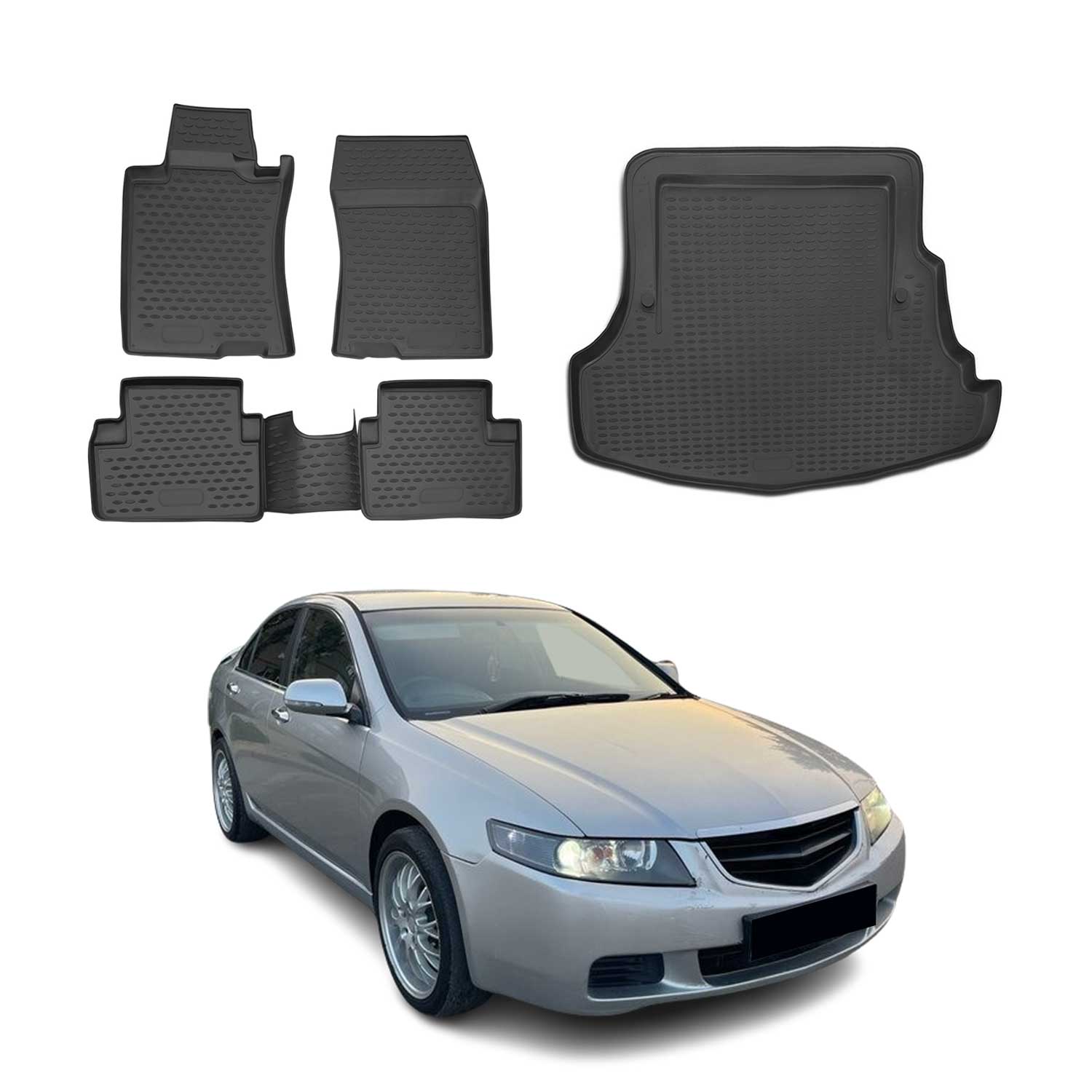 2003-2007 Honda Accord Floor Mats & Cargo Liner Full Set All Weather Black