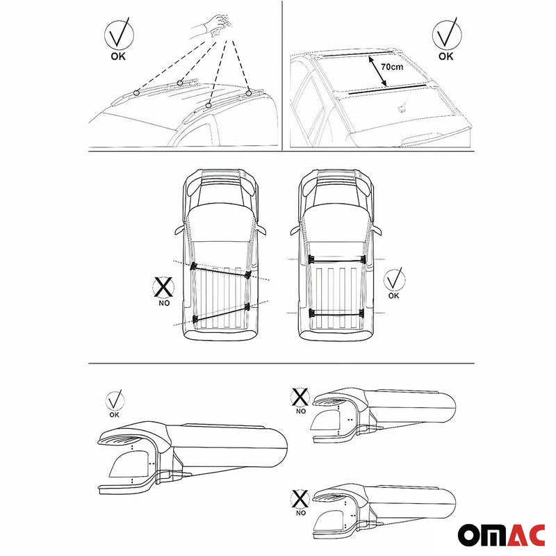 2015-2023 Jeep Renegade Roof Rack Cross Bars Silver