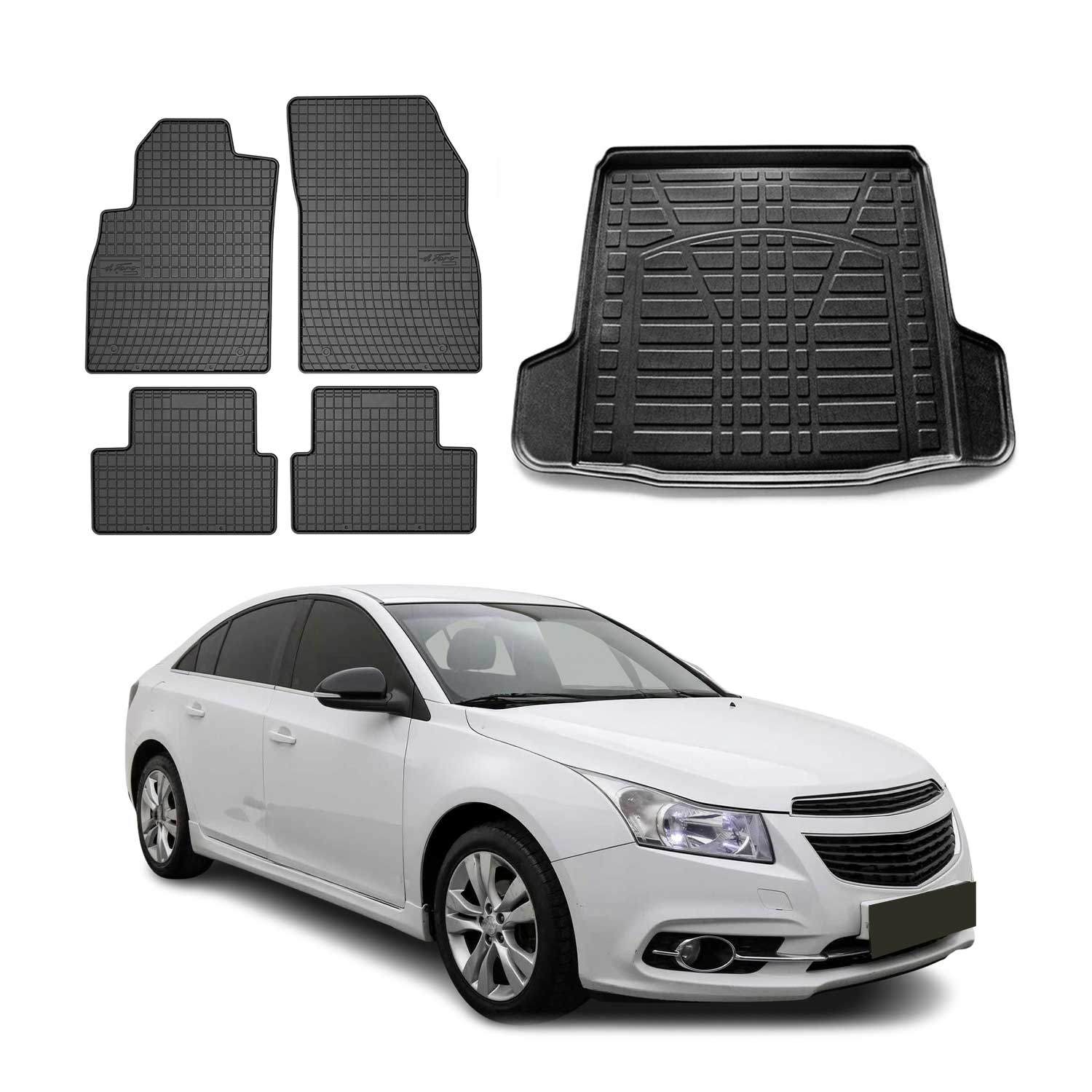 2011-2015 Chevrolet Cruze Floor Mats & Cargo Liner Full Set All Weather Black