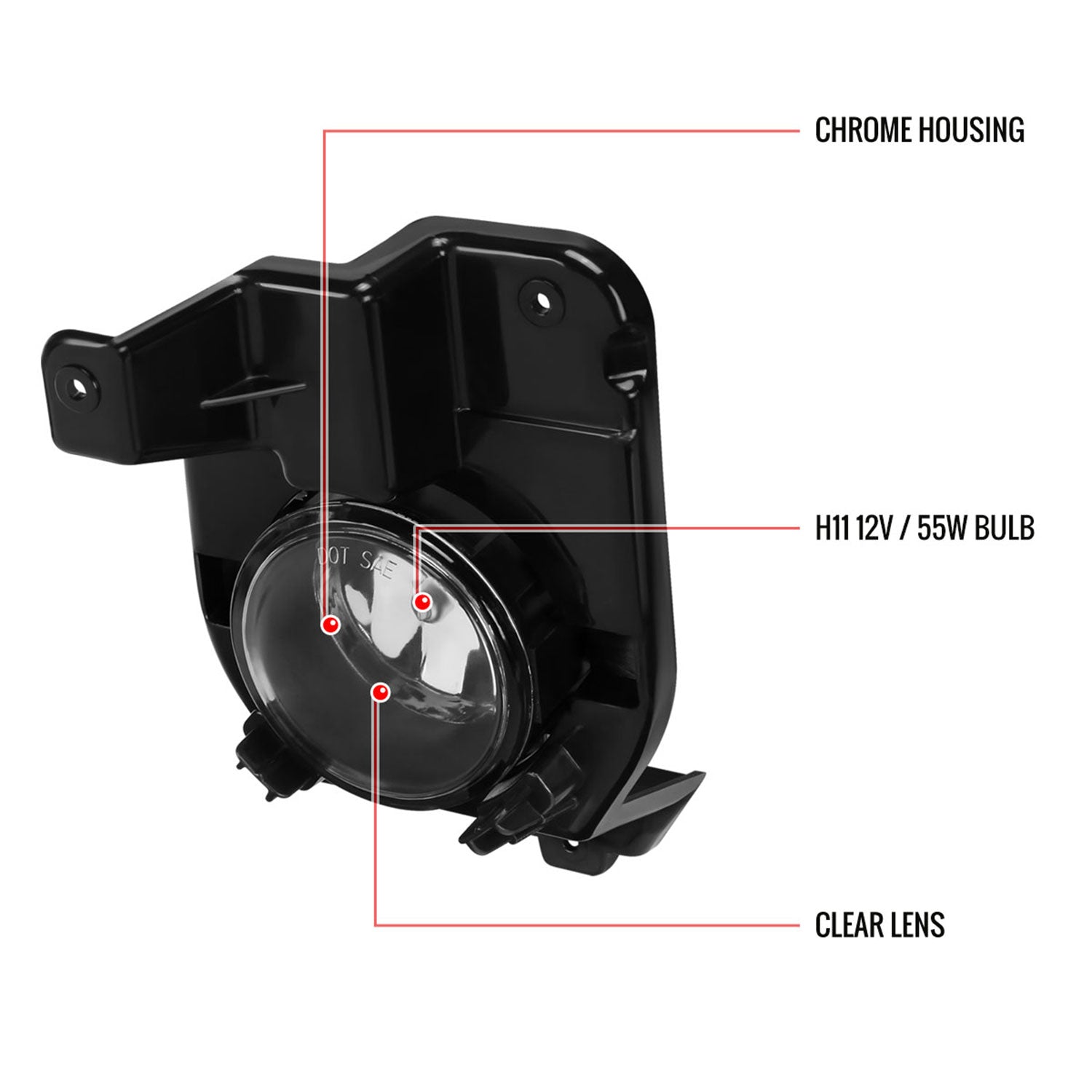 2011-2015 Ford Explorer H11 Fog Lights Kit Switch & Wiring Harness Chrome