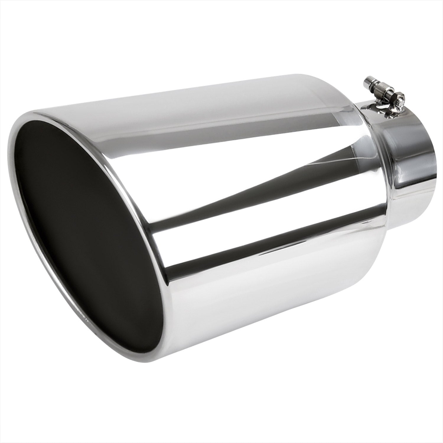 Universal 5" Inlet/8" Outlet Chrome Stainless Steel Bolt-On Angled Exhaust Tip