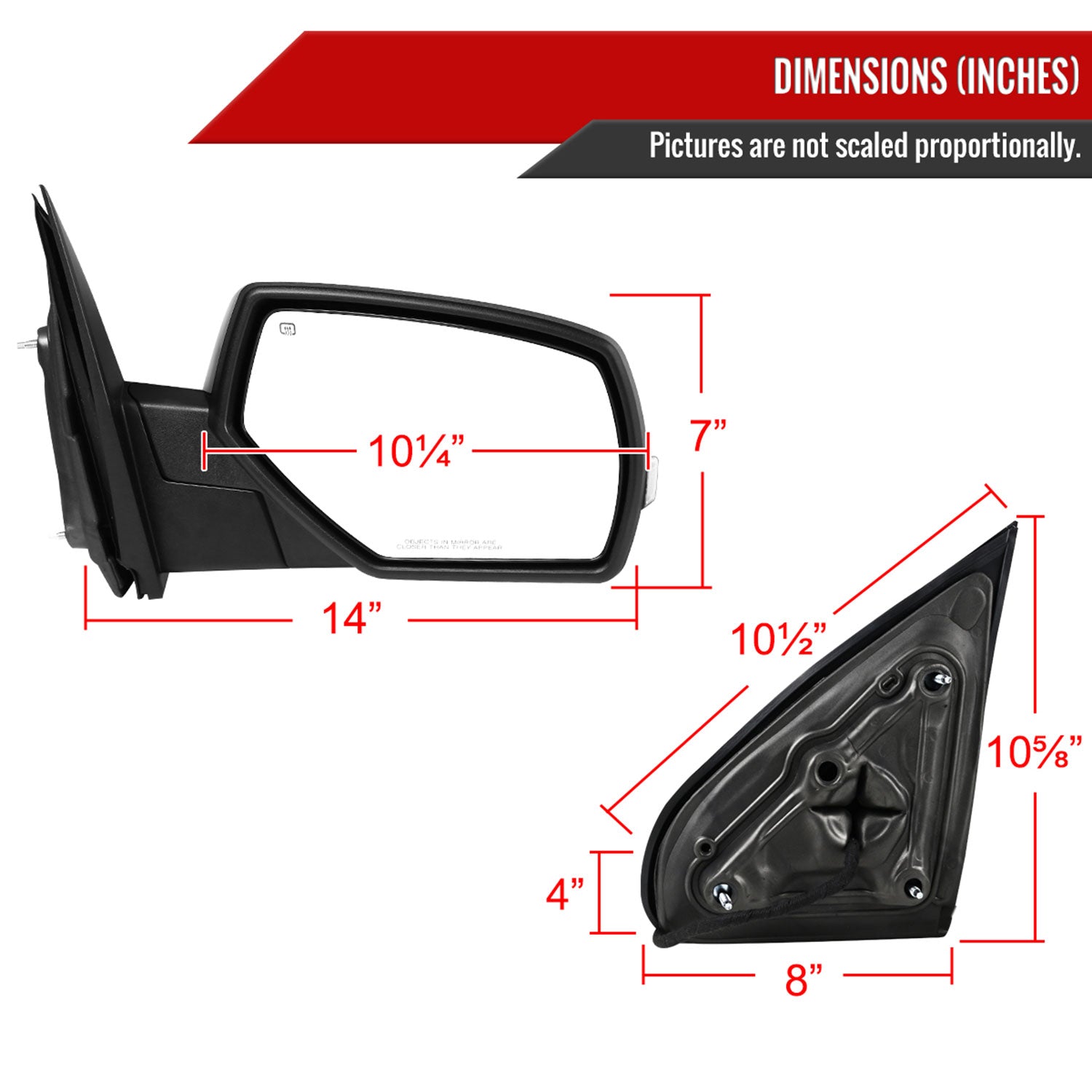 2014-2018 Chevy Silverado/GMC Sierra Manual Fold Heated Side Mirror Passenger