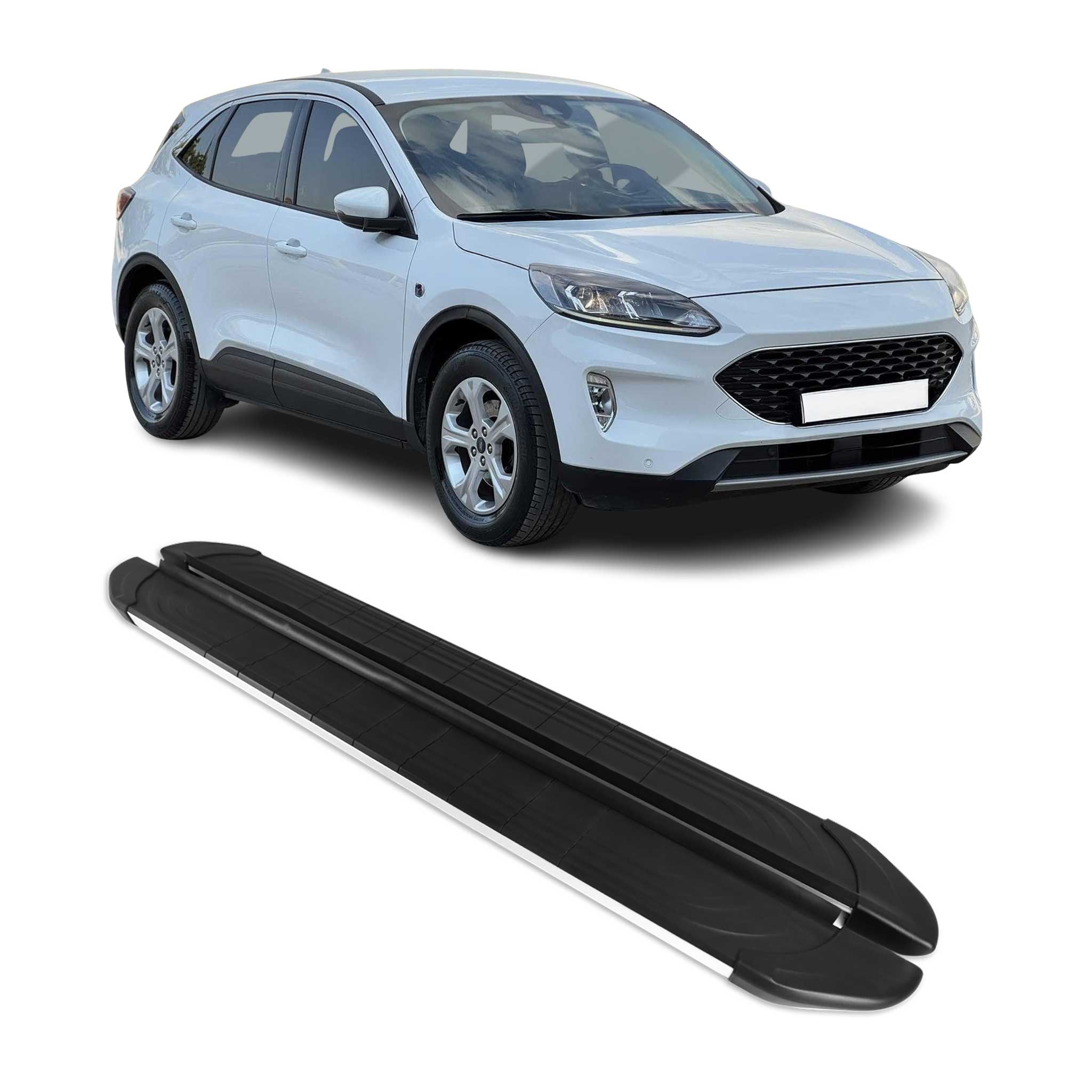 2020-2025 Ford Escape Running Boards Side Steps Silver & Black