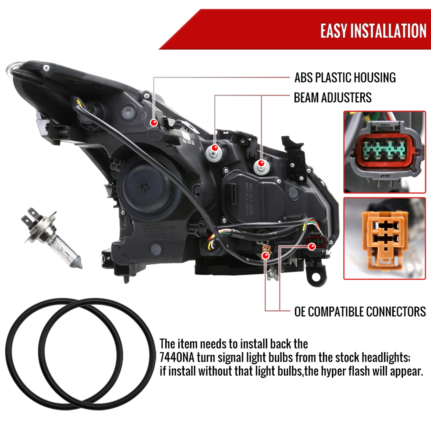 2008-2013 Infiniti G37/14-2015 Q60 Coupe/Convertible LED Signal Headlights Smoke