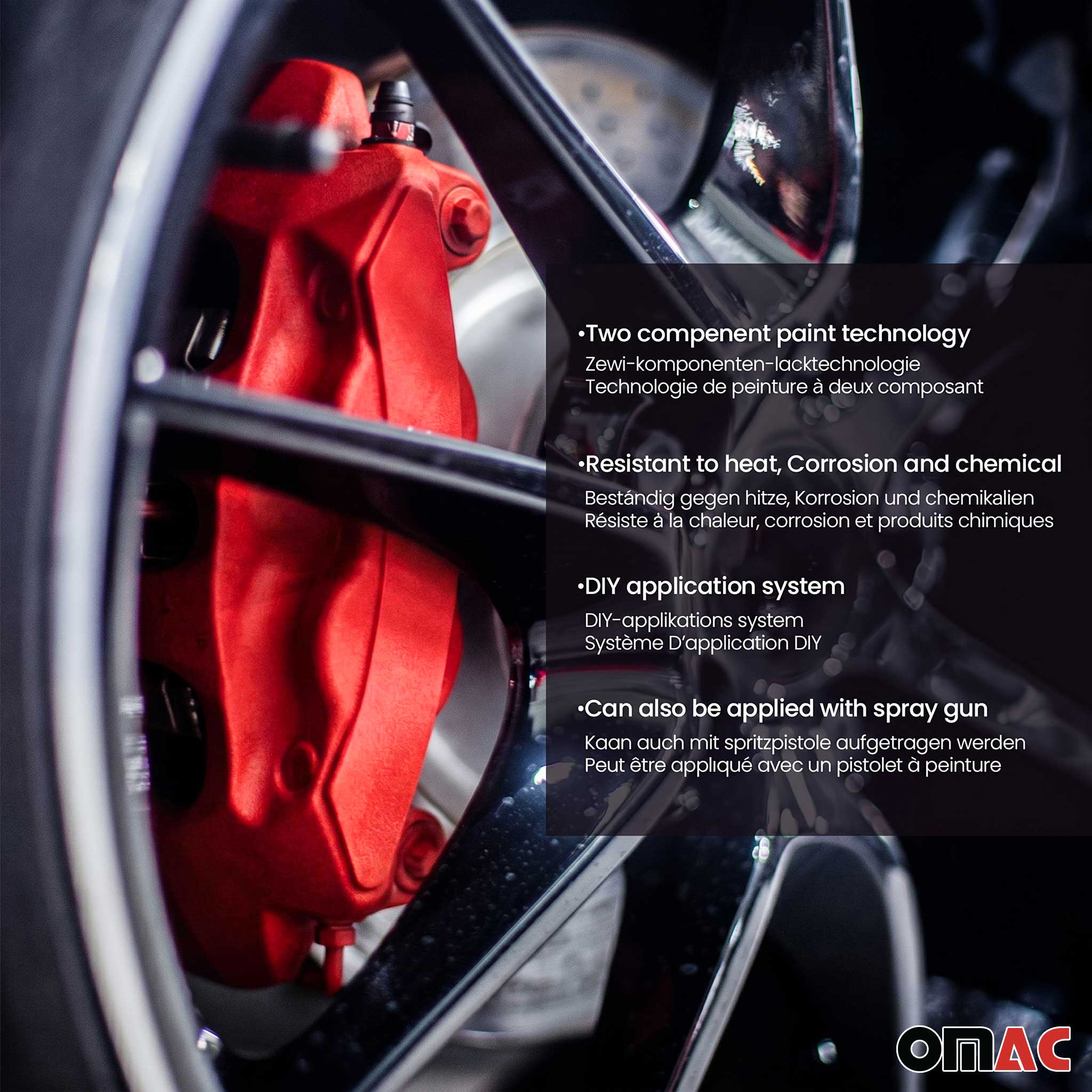 OMAC Brake Caliper Epoxy Based Car Paint Kit Texas Red Matt High-Temp