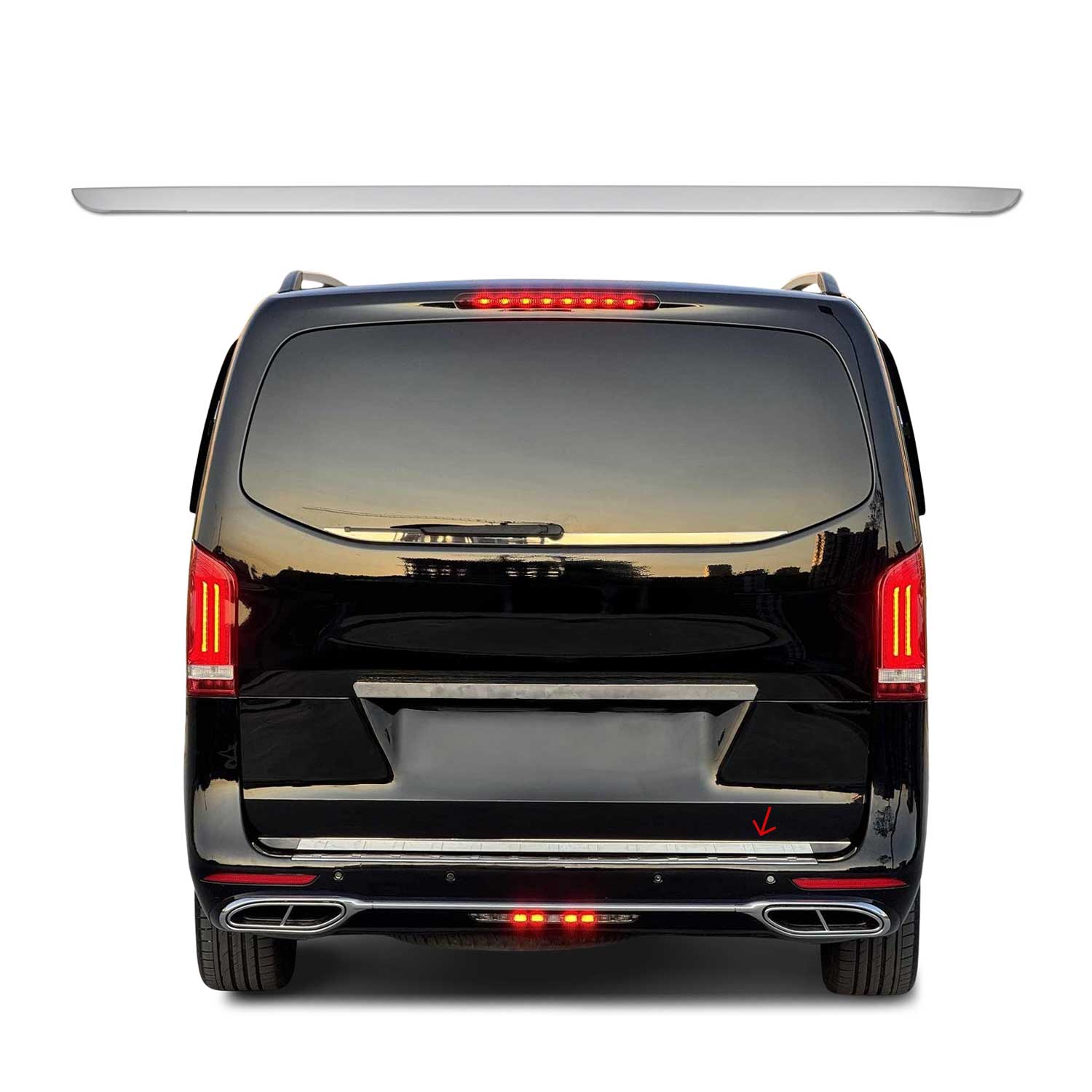 2016-2024 Mercedes Metris Rear Trunk Molding Trim Stainless Steel Silver 1Pc