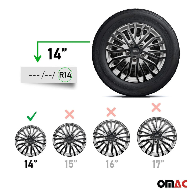 Rimini Hub Caps Wheel Cover 14" Grey & Matt Black Full Set 4 pcs.