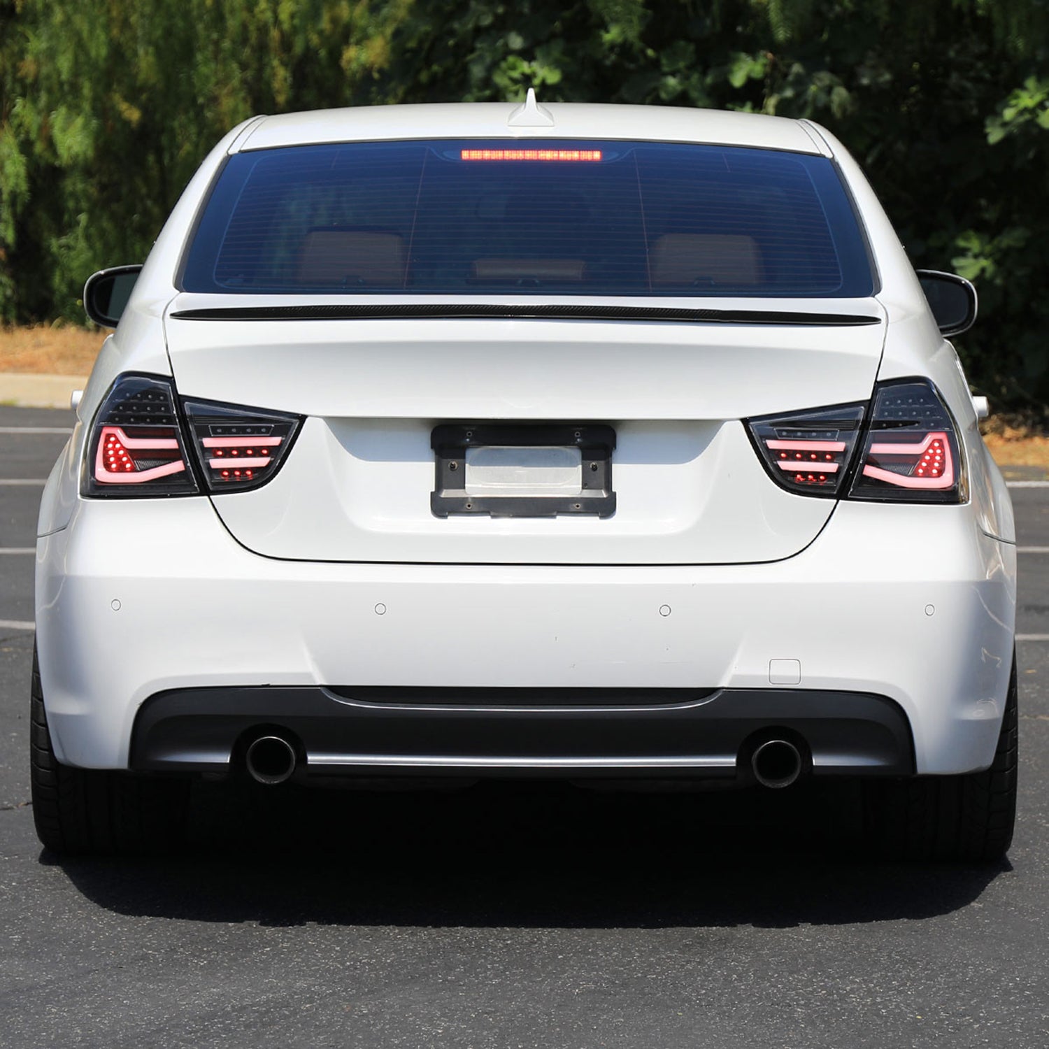 2009-2011 BMW E90 3-Series 4Dr Sedan Red LED Tail Light Matte Black/Clear Lens