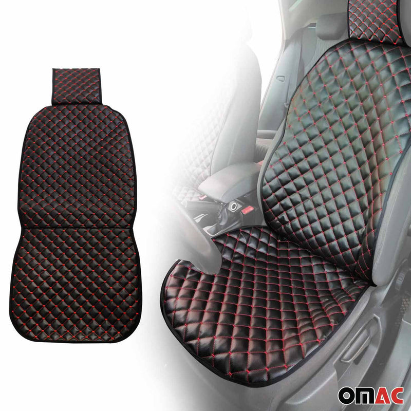 Porsche Leather Breathable Front Seat Cover Pads Black Red 1Pc