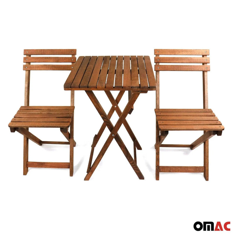 3Pcs Folding Wooden Bistro Set Dining Indoor Outdoor Furniture BBQ Picnic Party