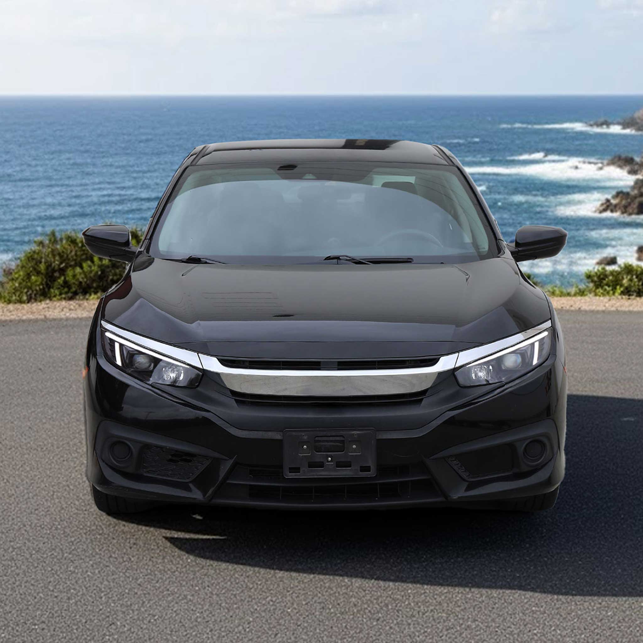 For Honda Civic 2016-2021 Projector Headlights Sequential DRL Matte Black Housing Clear Lens