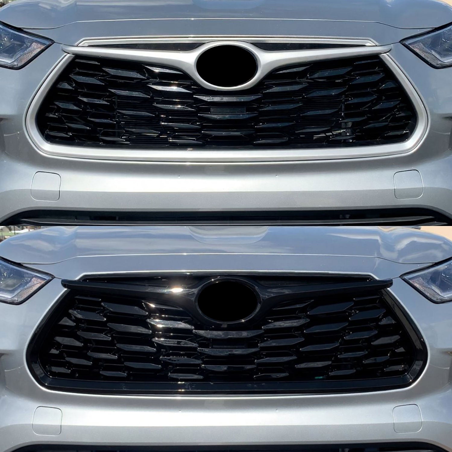 2020-2024 Toyota Highlander Grille Overlay Gloss Black 1Pcs ABS Plastic