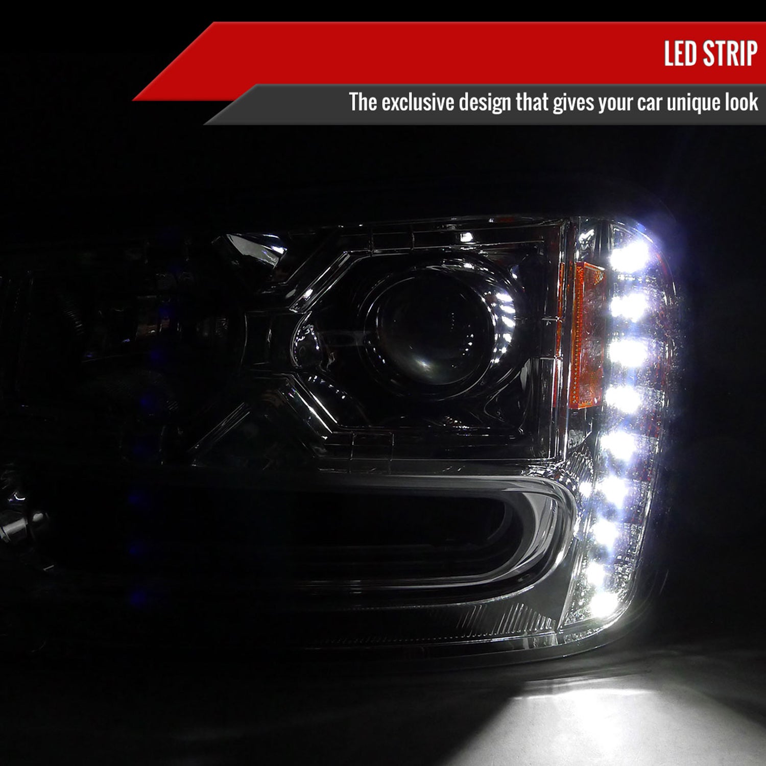 2002-2009 Chevy Trailblazer Projector Headlights LED Light Strip Chrome/Clear