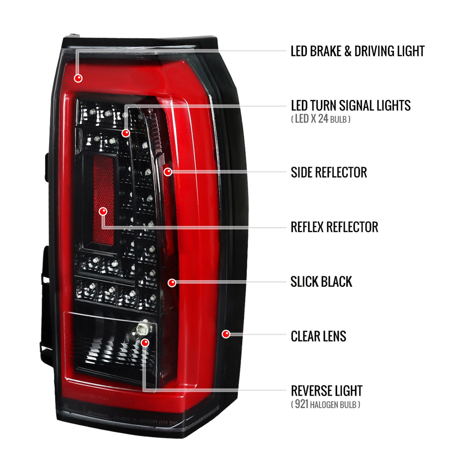 2015-2020 GMC Yukon/Yukon XL Denali SLE/SLT LED Tail Lights Jet Black/Clear