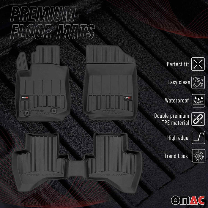 OMAC Premium Floor Mats for for Toyota Aygo 2014-2021 TPE Rubber Black 3Pcs