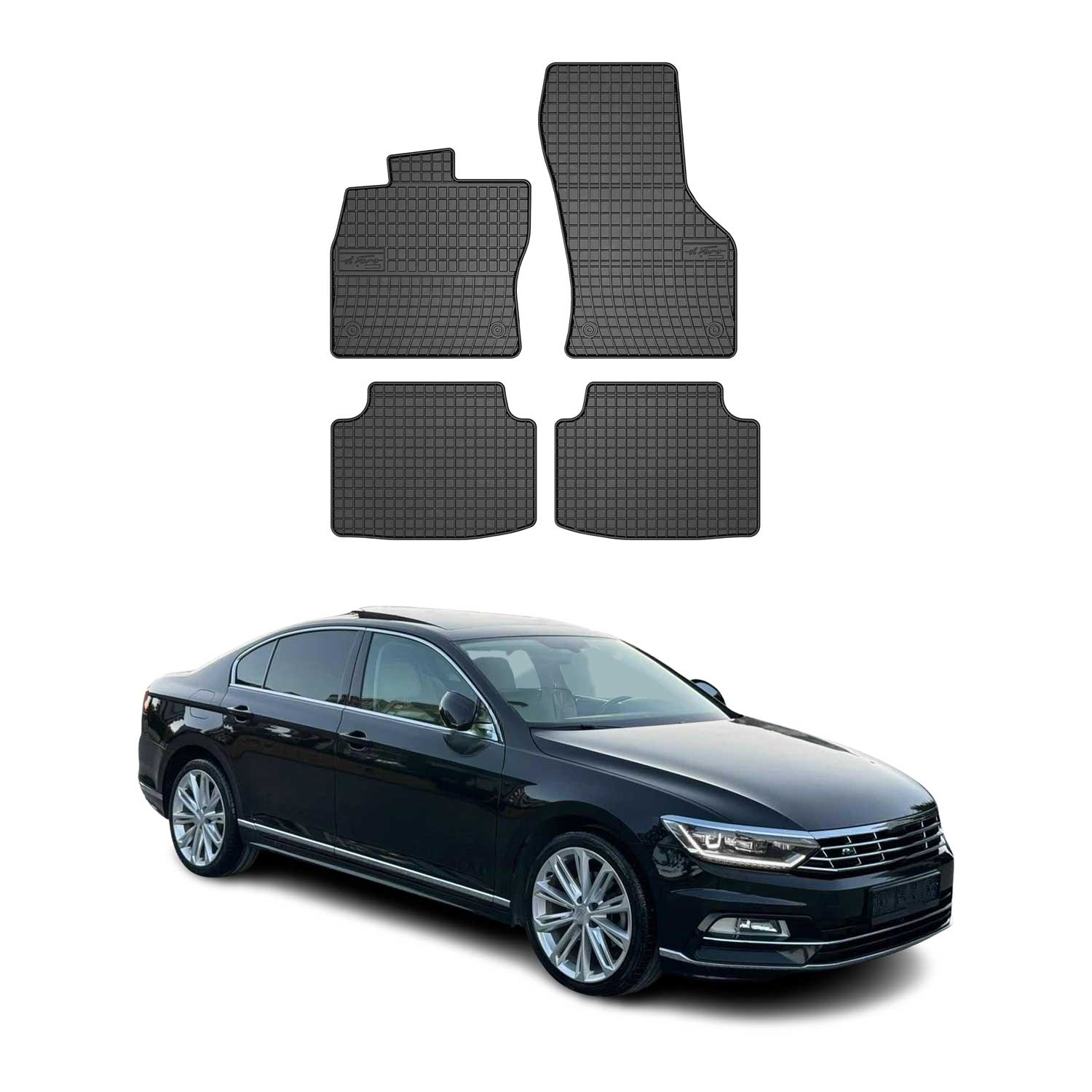 2020-2022 VW Passat B8.5 Floor Mats Liners Full Set All Weather Rubber Black