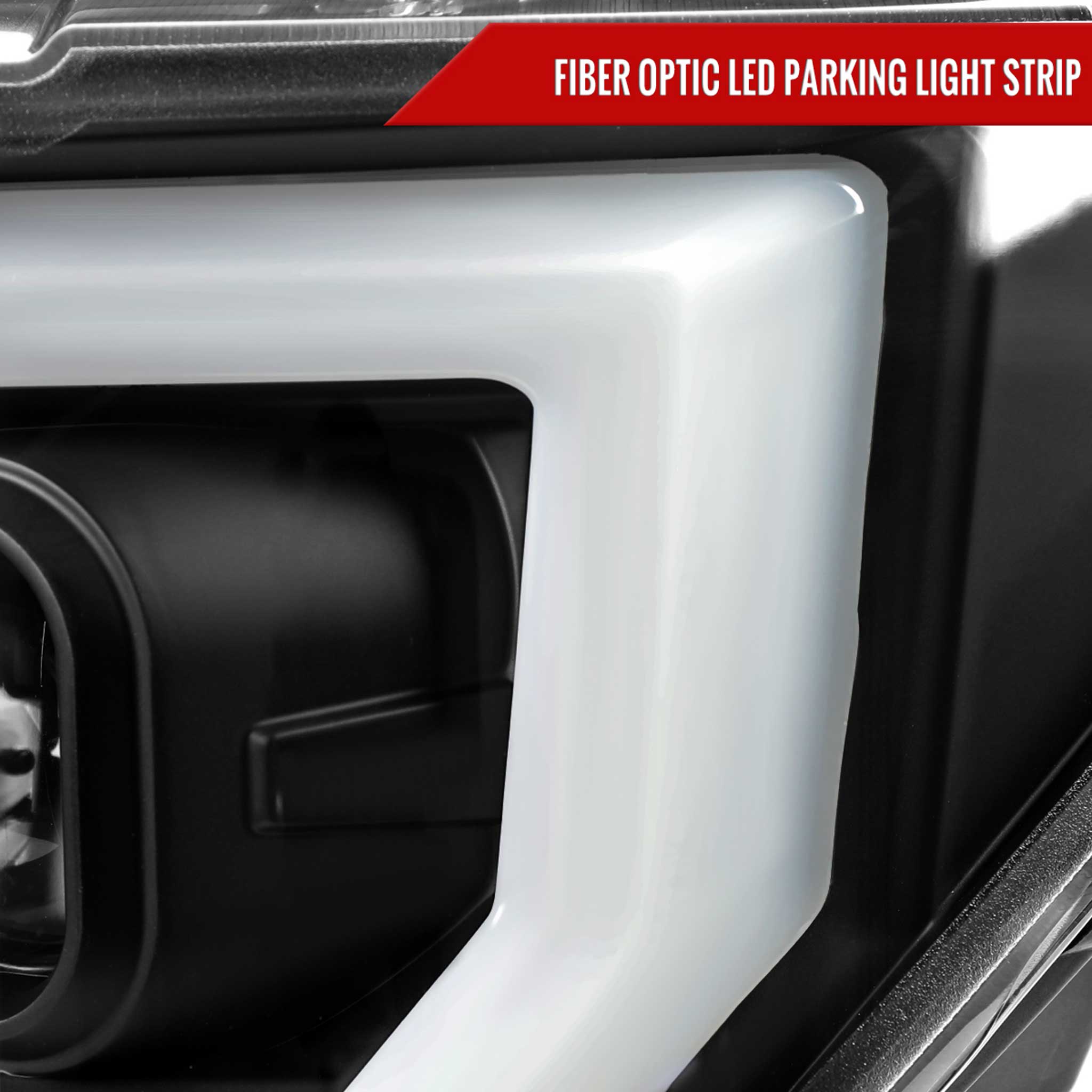 For Ford F-150 2018-2020 LED C Bar Projector Headlights Black Housing Clear Lens