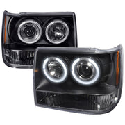 1993-1996 Jeep Grand Cherokee Dual Halo Projector Headlights Matt Black/Clear