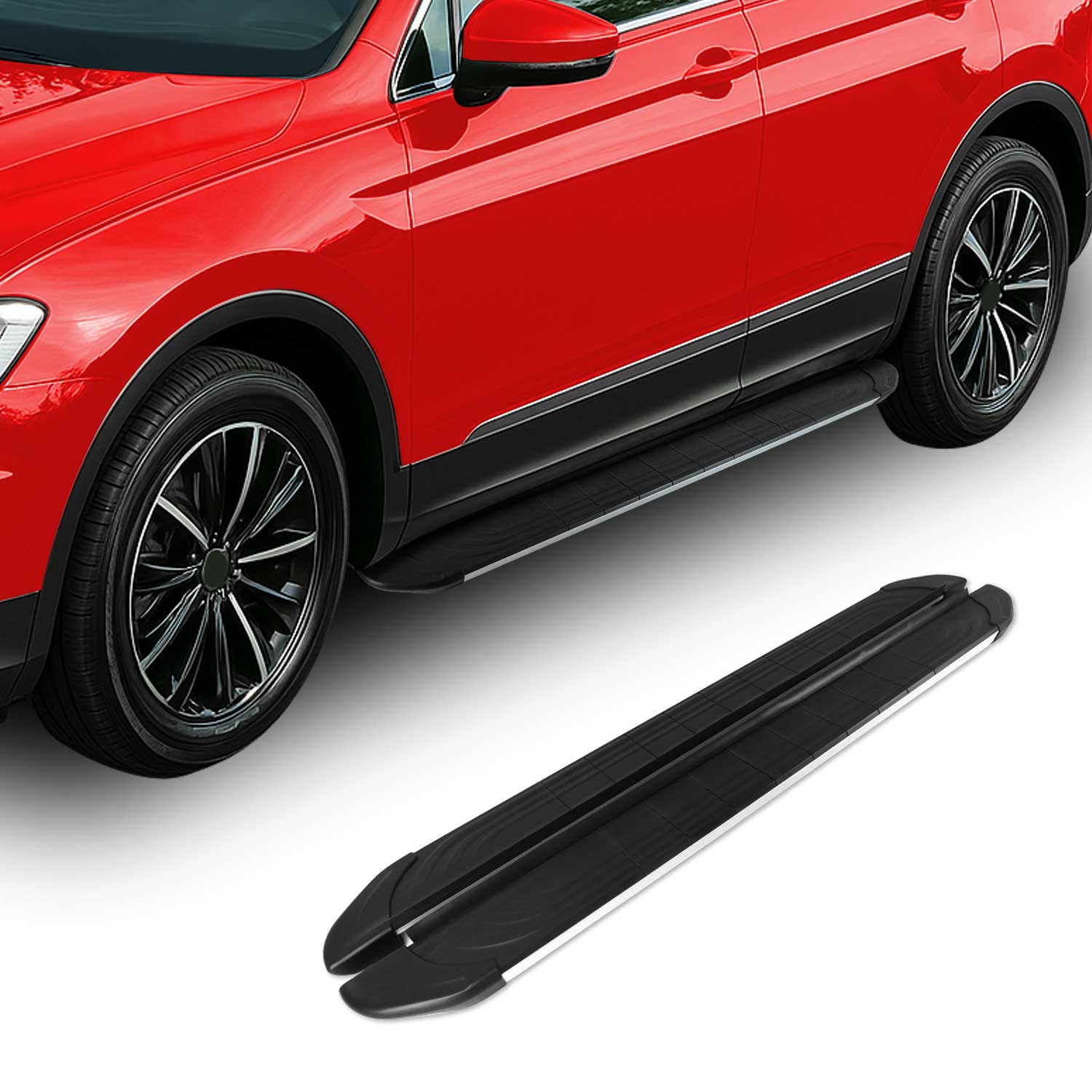 Side Step Nerf Bars Running Board for Volkswagen Tiguan 2018-2024 Black Gray 2x