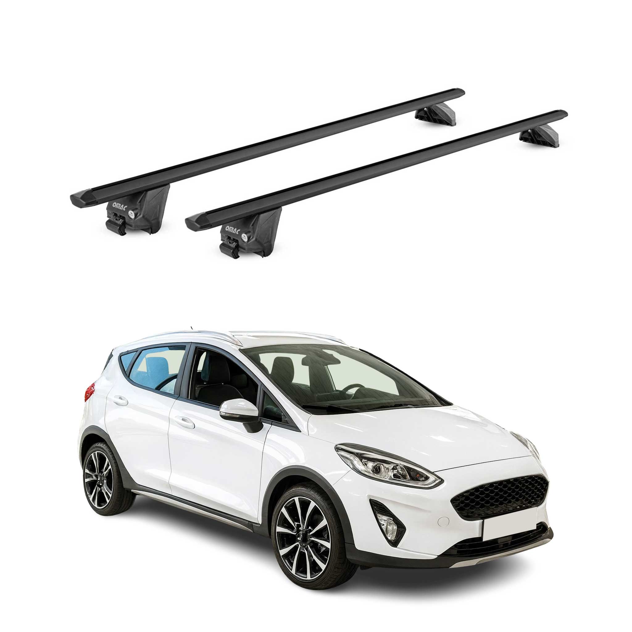 Roof Rack Cross Bars Luggage Carrier for Ford Fiesta Active 2017-2019 Alu Black