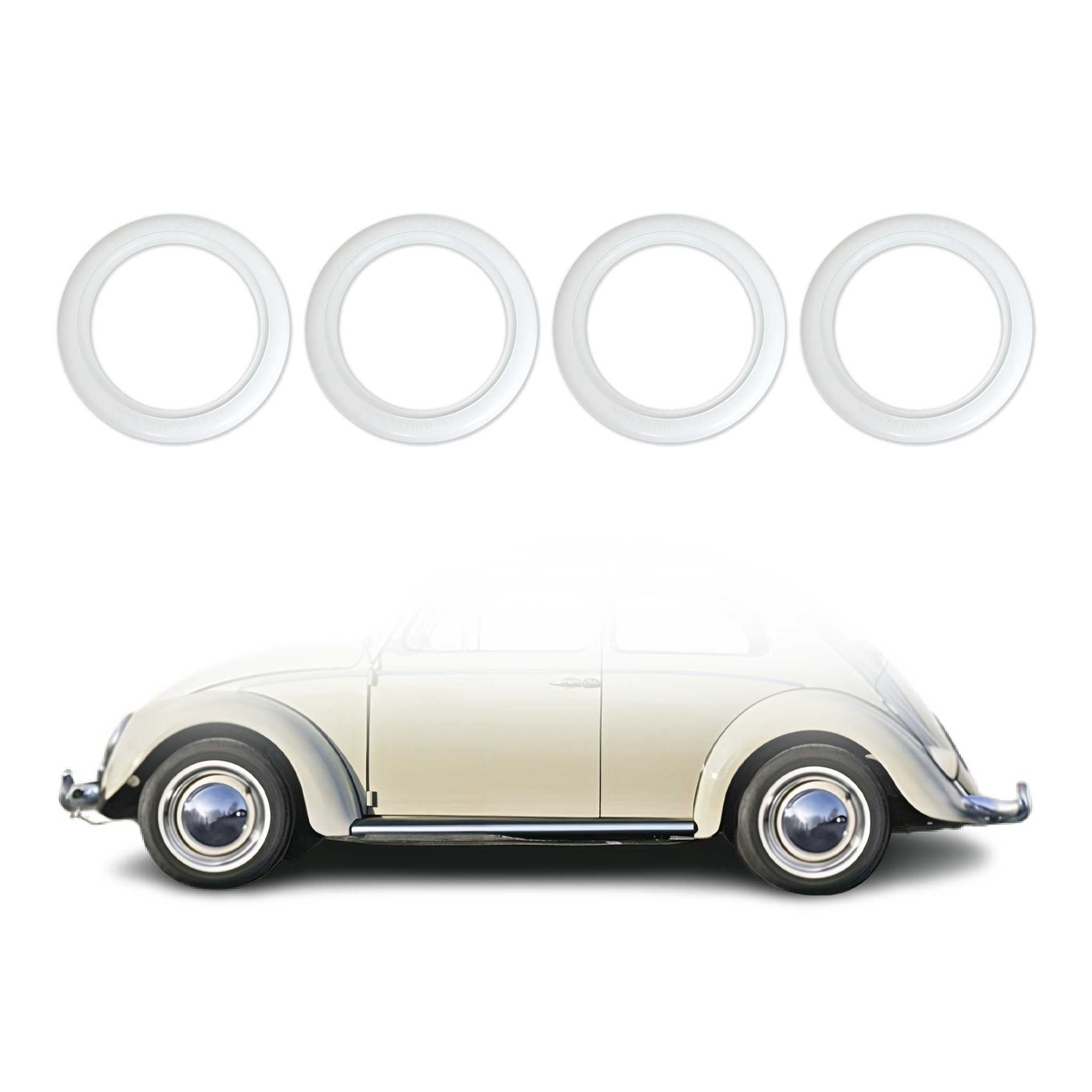 15" Rims Portawalls White Wall Tire Insert Trim Sidewall Set of 4 Pcs