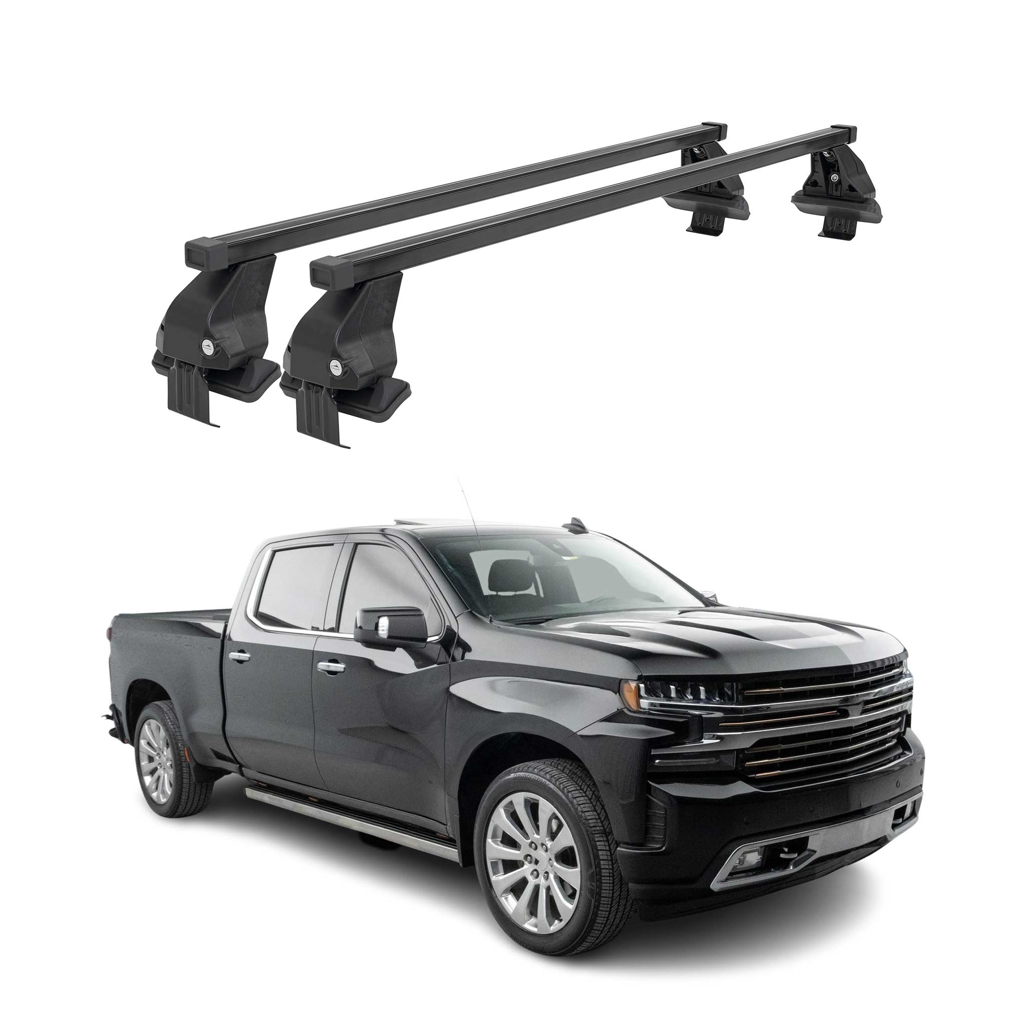 2019-2026 Chevrolet Silverado 1500 2500 Roof Rack Cross Bars Black