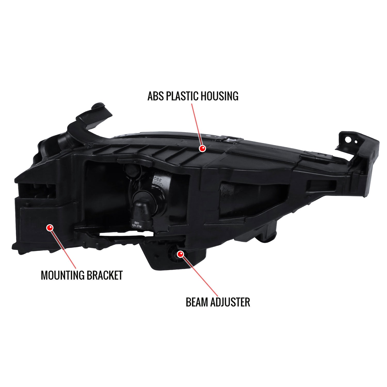 2011-2013 Hyundai Sonata 12V/27W 881 Fog Lights Kit Chrome/Clear Lens