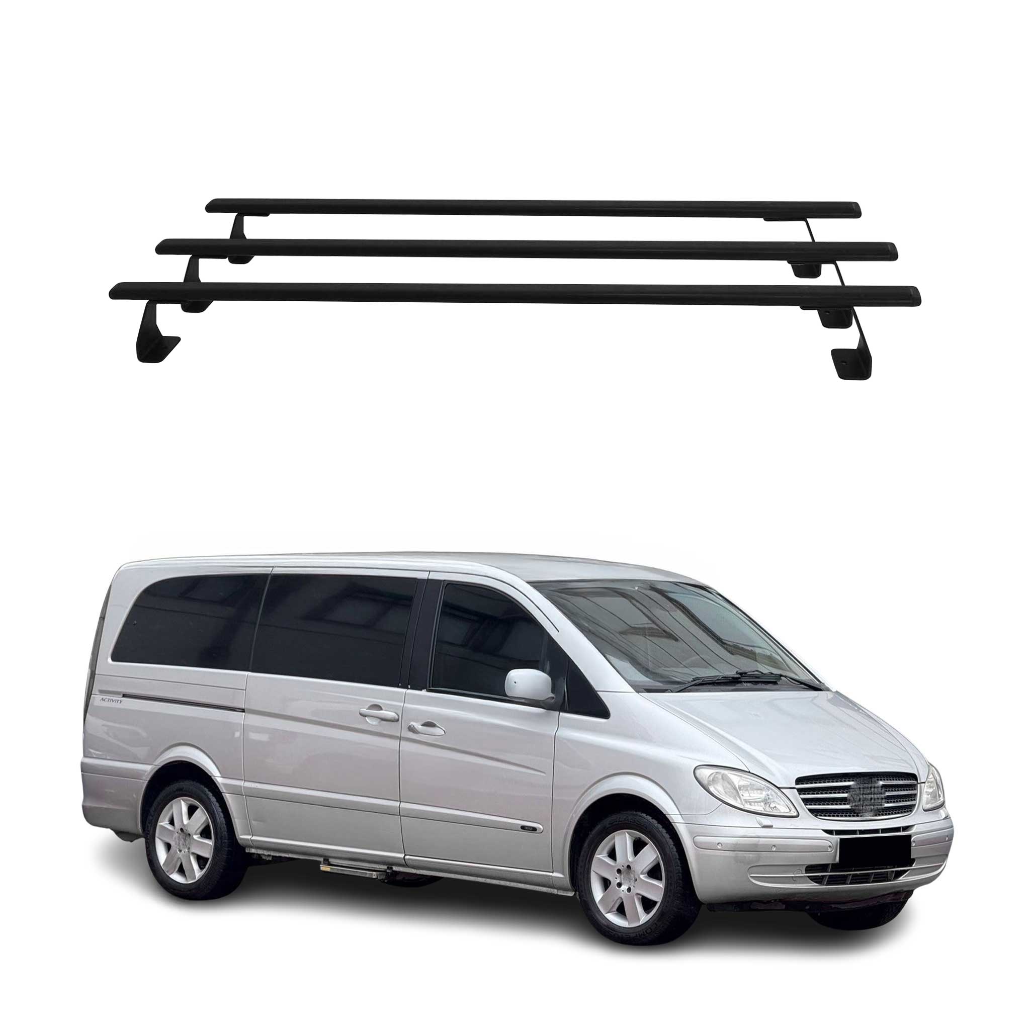 2016-2023 Mercedes Metris Fix Points Roof Racks Cross Bar Black 3 Pcs
