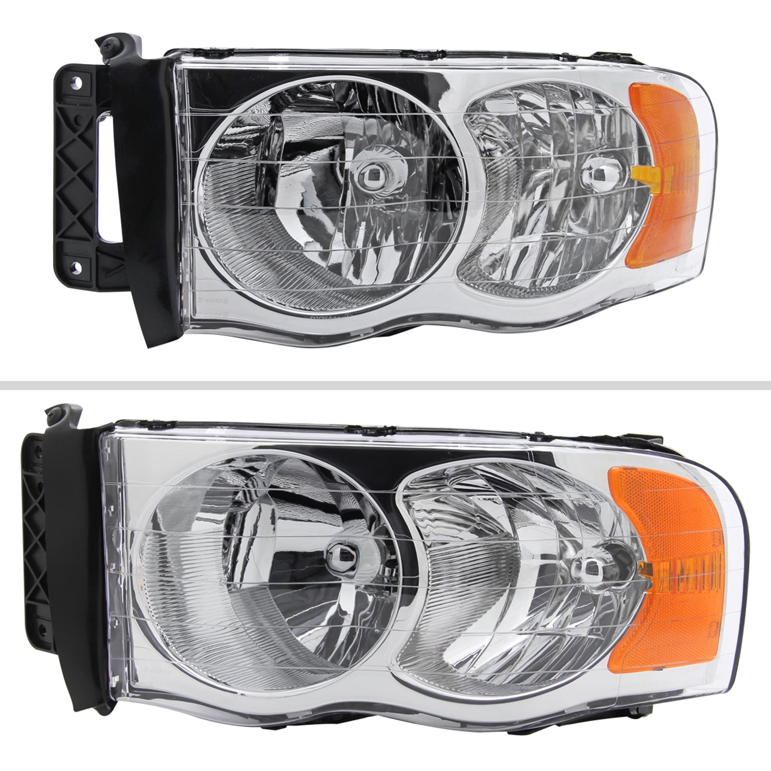 2002-2005 Dodge RAM 1500 2500 3500 Factory Headlights Chrome/Clear