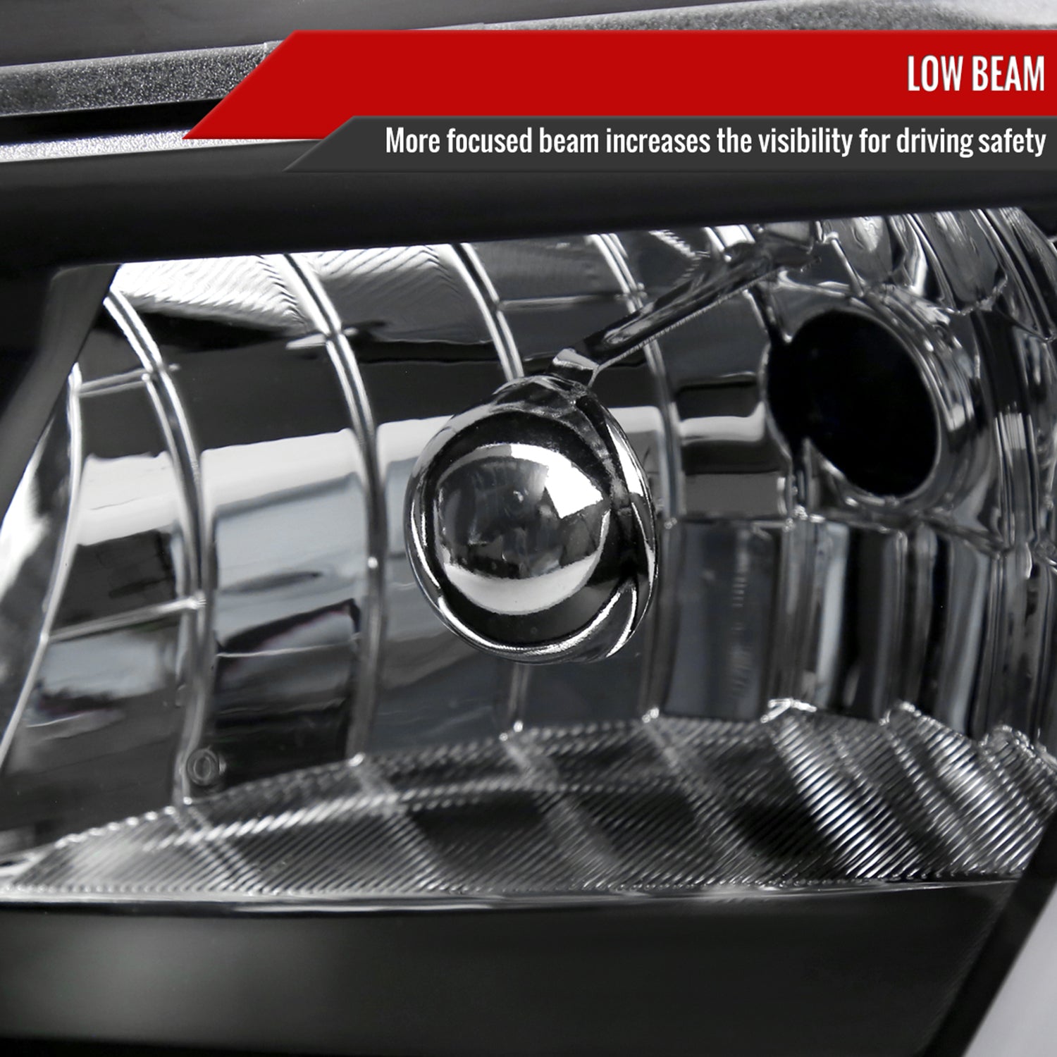 2000-2005 Chevy Impala LED Bar Factory Style Headlights Matte Black/Clear Lens