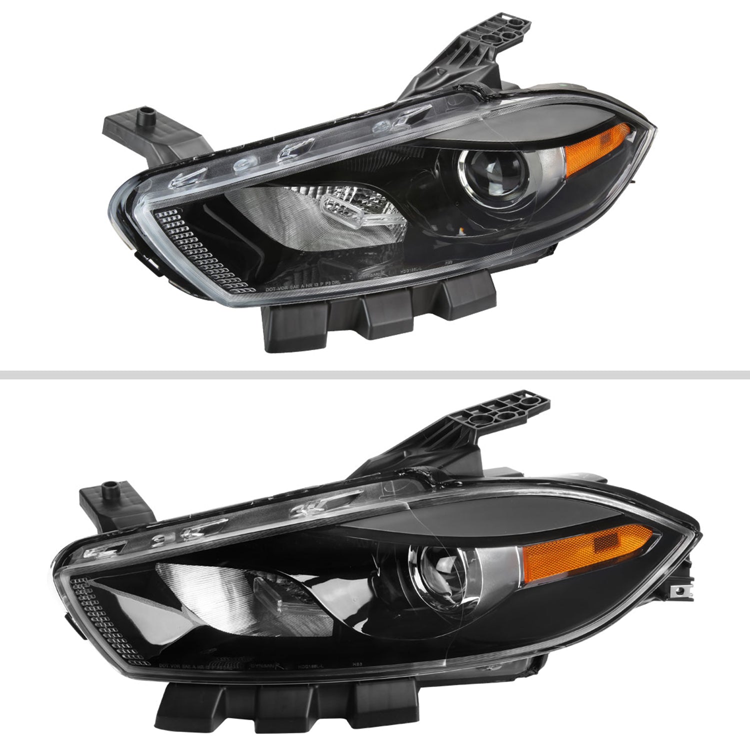 2013-2016 Dodge Dart Factory Headlights Projector High/Low Beam Jet Black