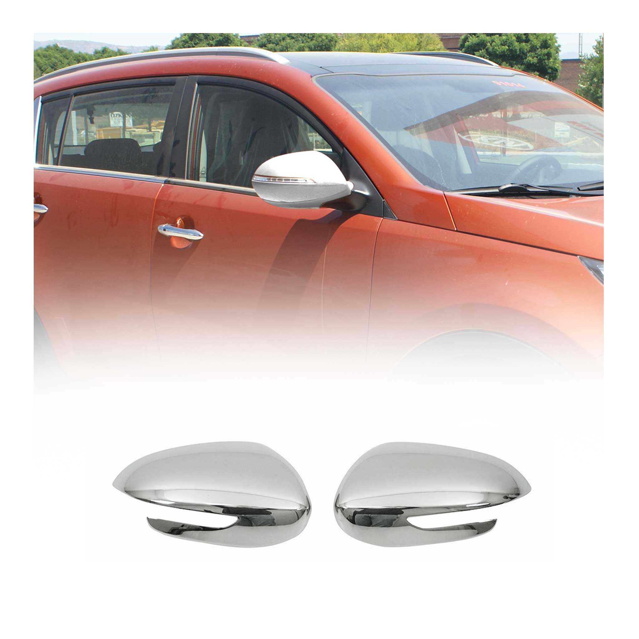 2017-2022 Kia Sportage Side Mirror Cover Caps Stainless Steel Silver 2 Pcs