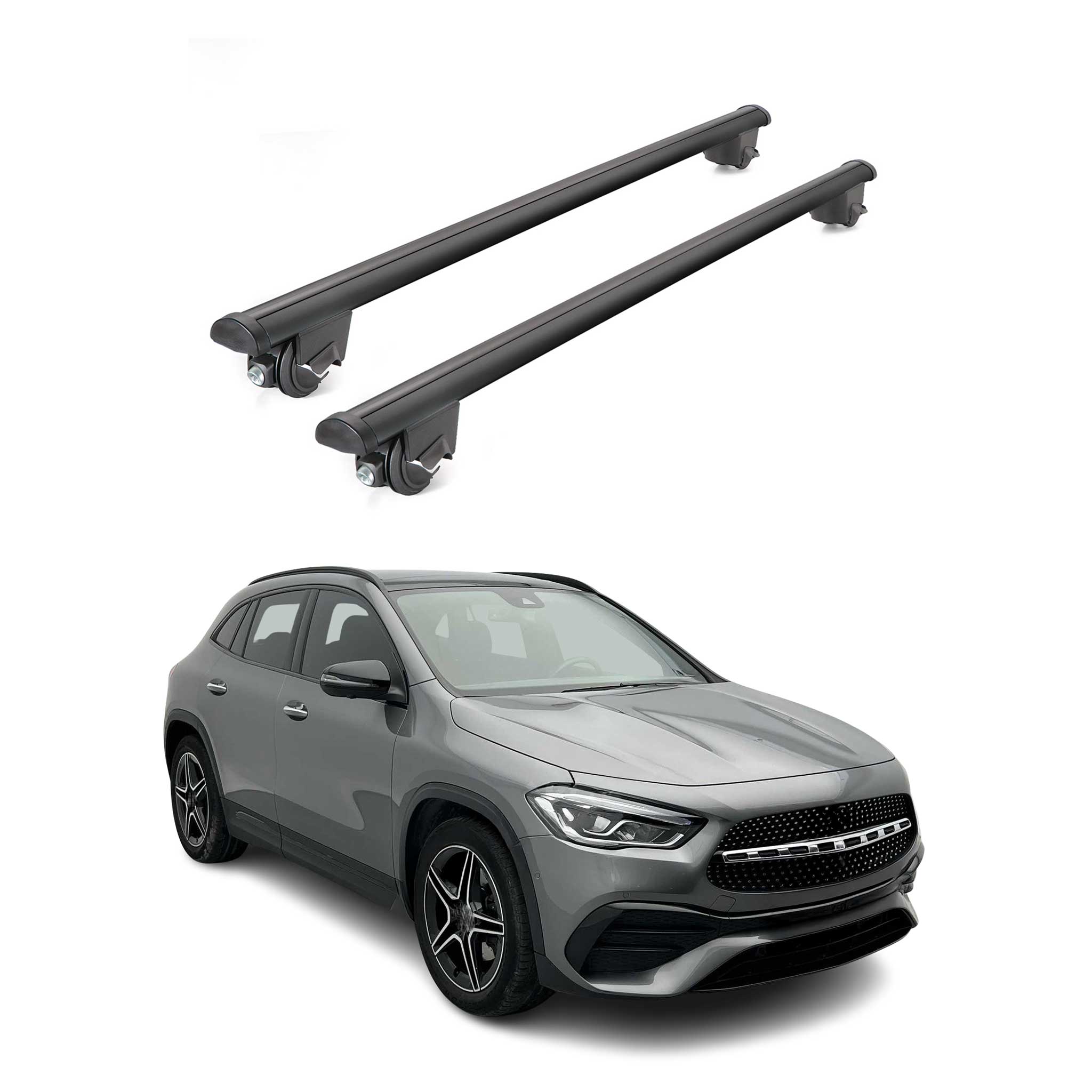 2020-2026 Mercedes GLA (H247) Roof Rack Cross Bars Luggage Lbs Black 2 Pcs