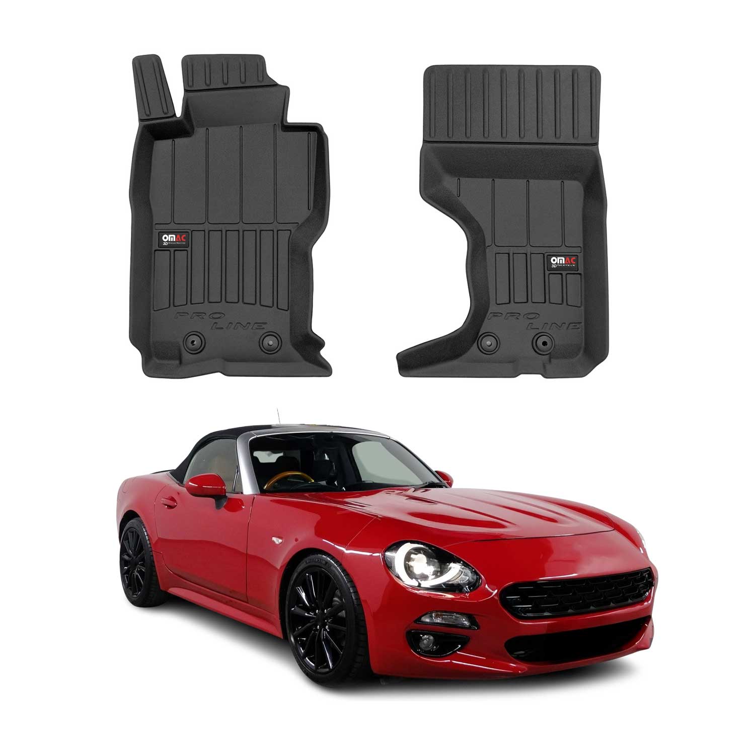 OMAC Premium Floor Mats for Fiat 124 Spider 2017-2020 Waterproof Heavy Duty 2Pcs