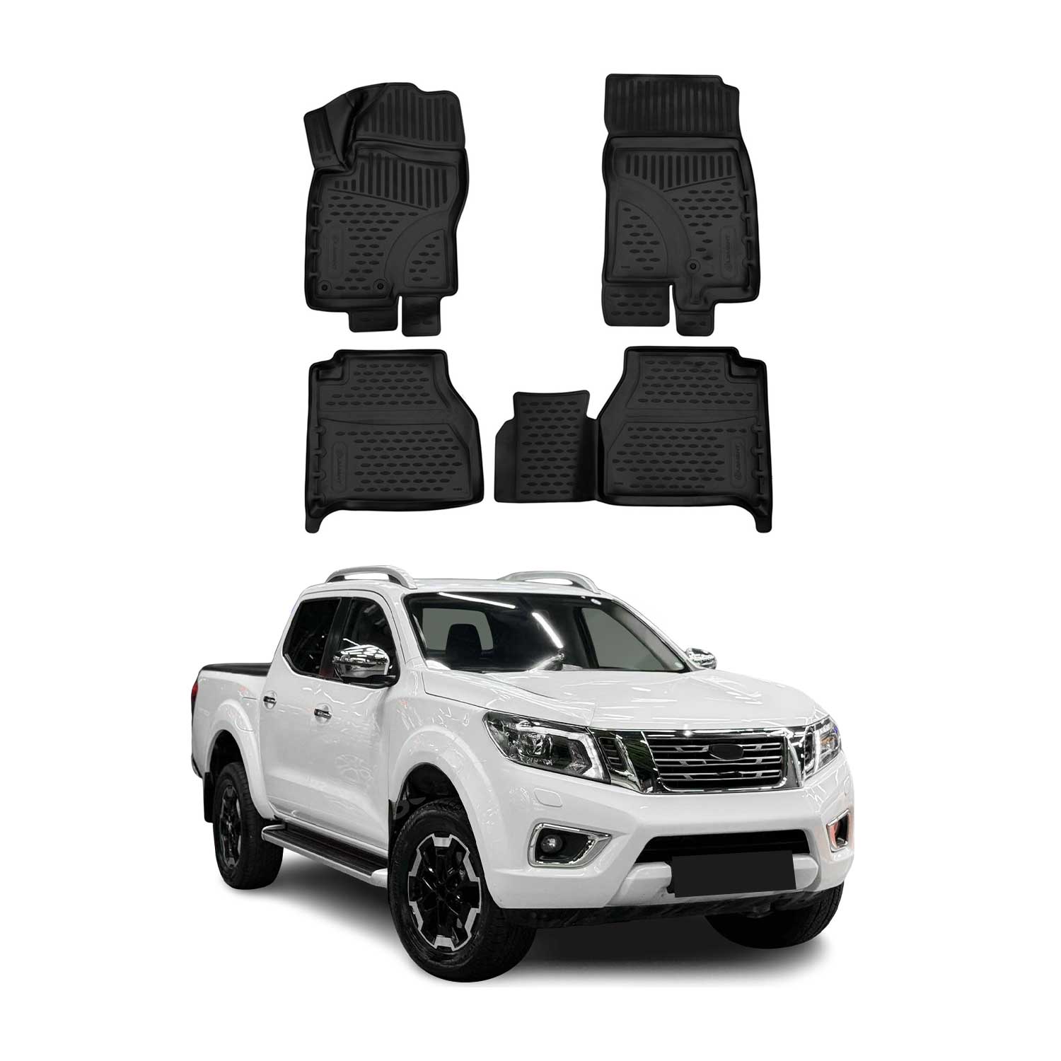 2016-2020 Nissan NP300 Navara Floor Mats Liners Full Set All Weather Black