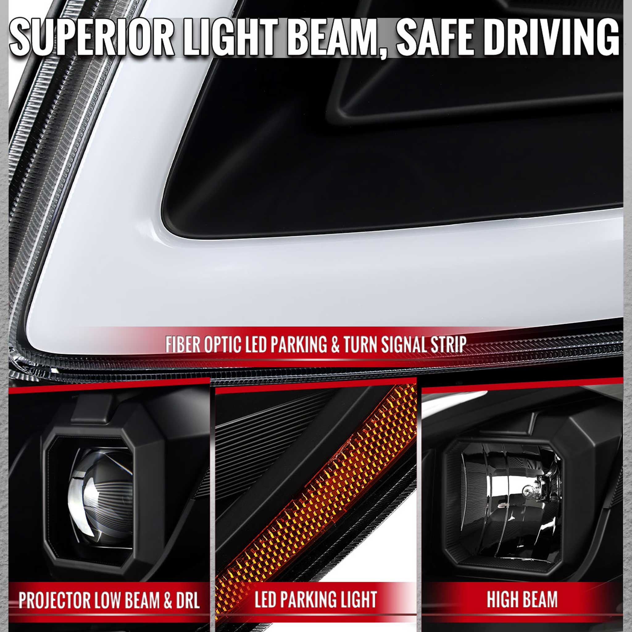 For Chevrolet Cobalt / Pontiac G5 2005-2010 LED Bar Projector Headlights LED DRL Light Tube Matte Black Housing Clear Lens