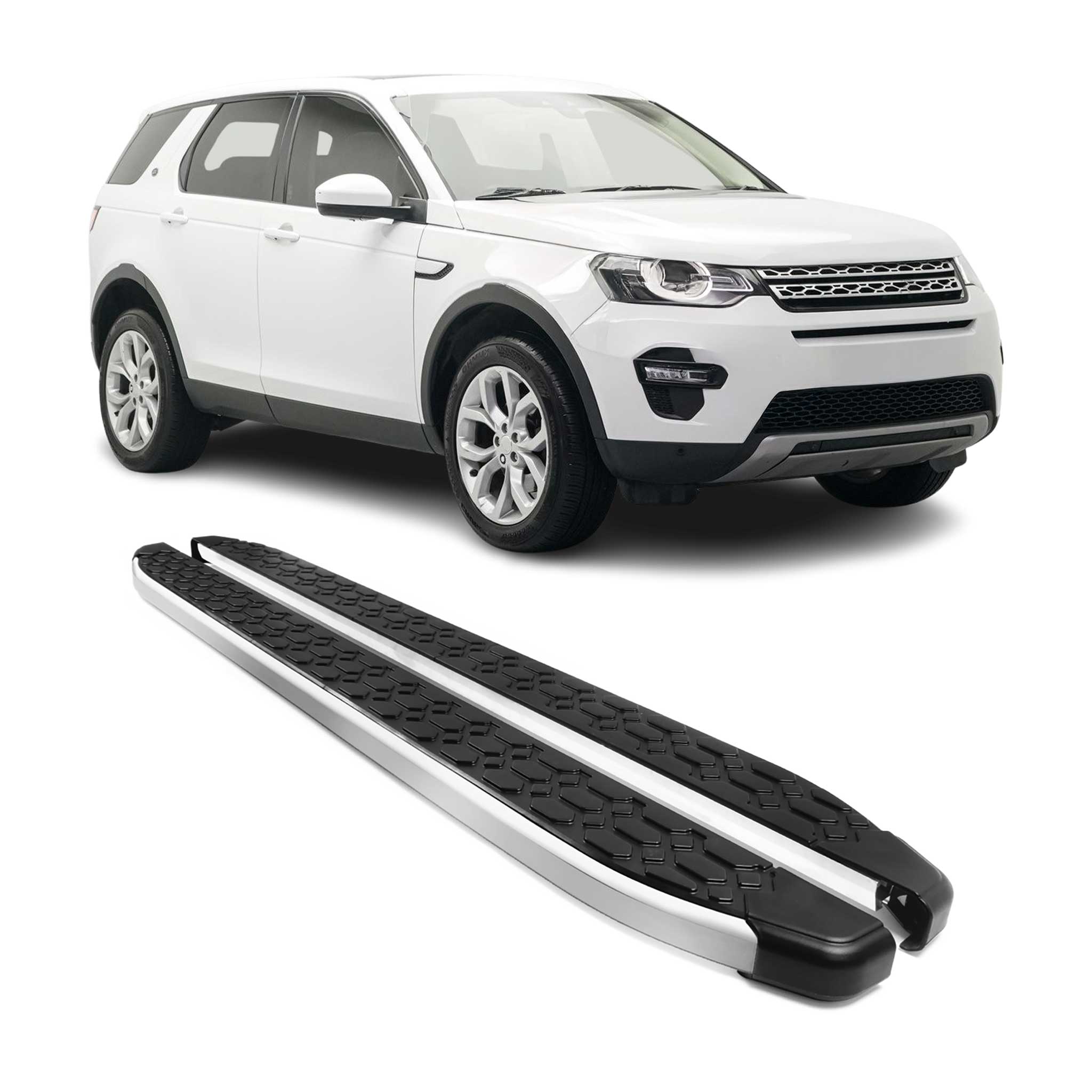 2015-2019 Land Rover Discovery Sport Running Boards Side Steps Silver & Black