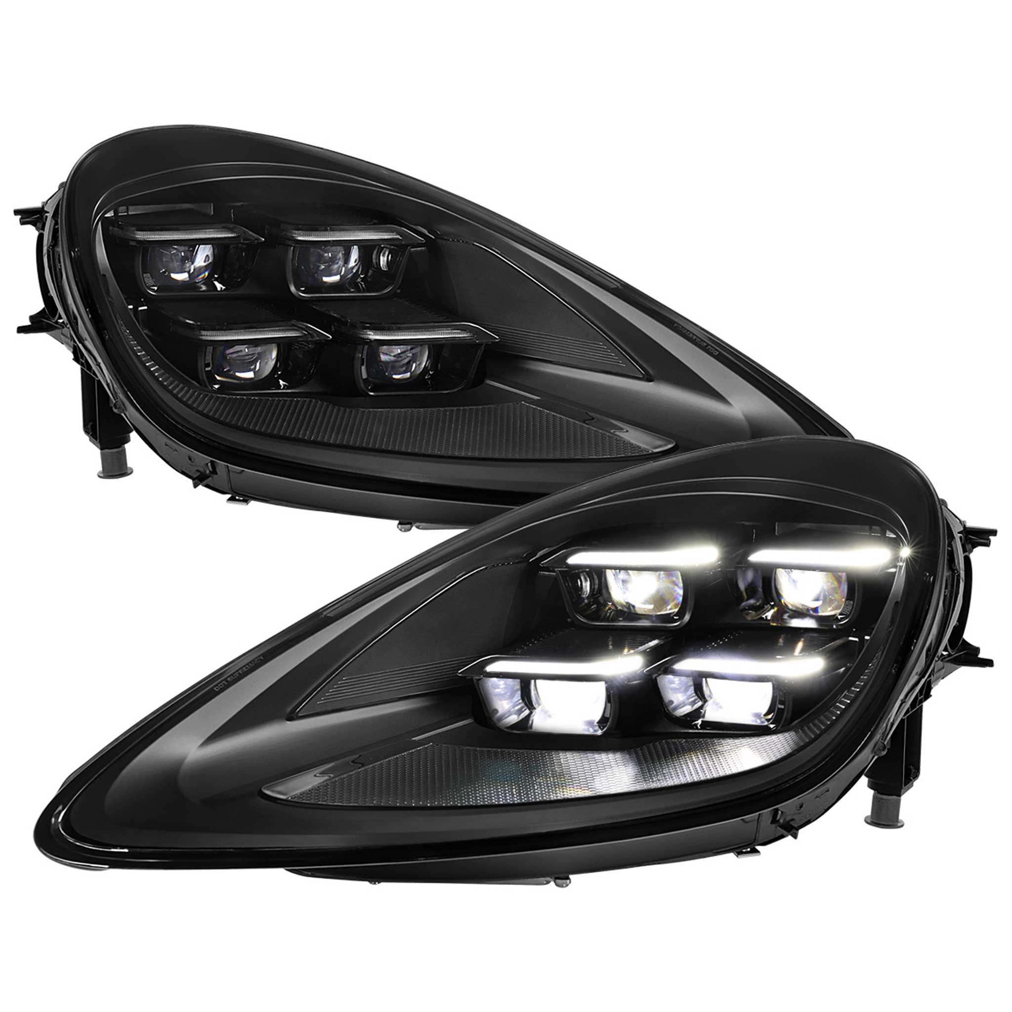 For Porsche Cayenne 2018-2023 Matrix LED Projector Headlights DRL Dynamic Black Clear Lens Glossy Accents
