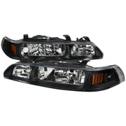 1990-1993 Acura Integra Factory Crystal Headlights Amber Reflectors Black