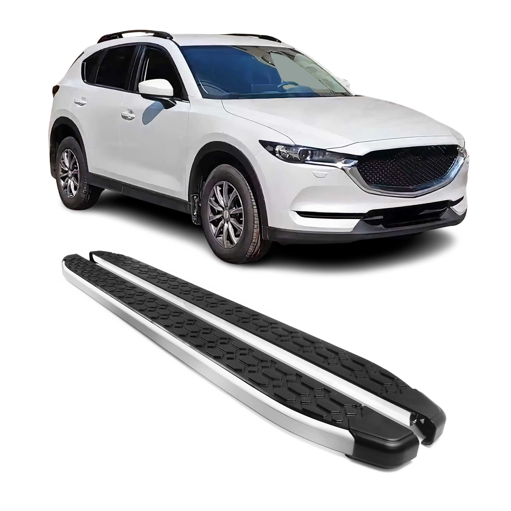2017-2025 Mazda CX-5 Running Boards Side Steps Silver & Black
