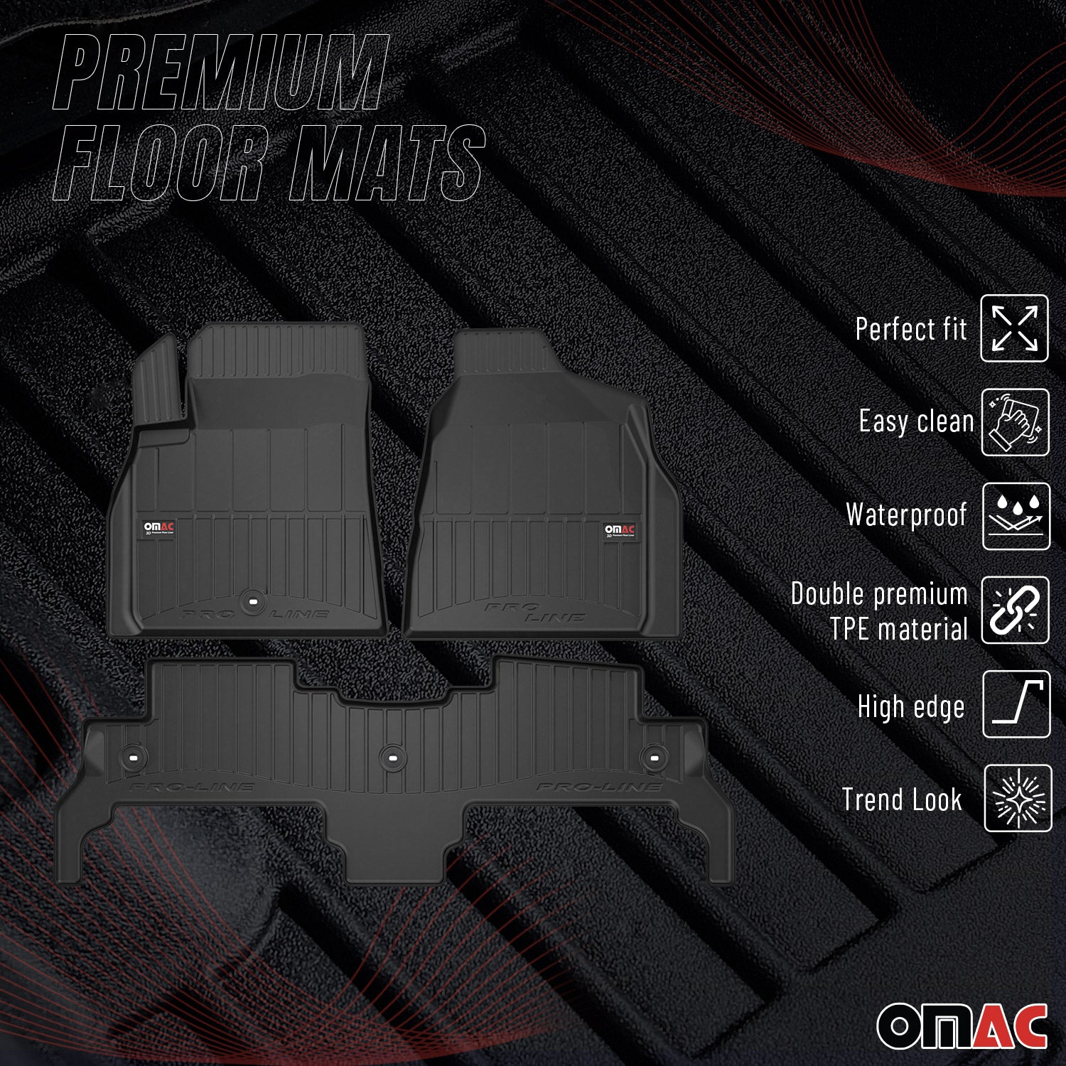 2009-2017 Chevrolet Traverse Premium Floor Mats Liners Full Set All Weather Heavy Duty