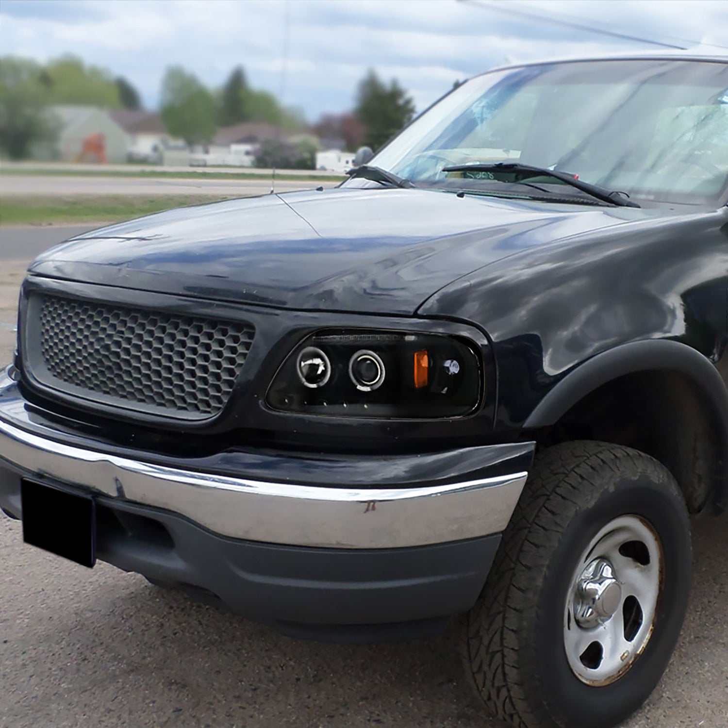 1997-2004 Ford F-150 / Expedition Dual Halo Projector Headlights Jet Black