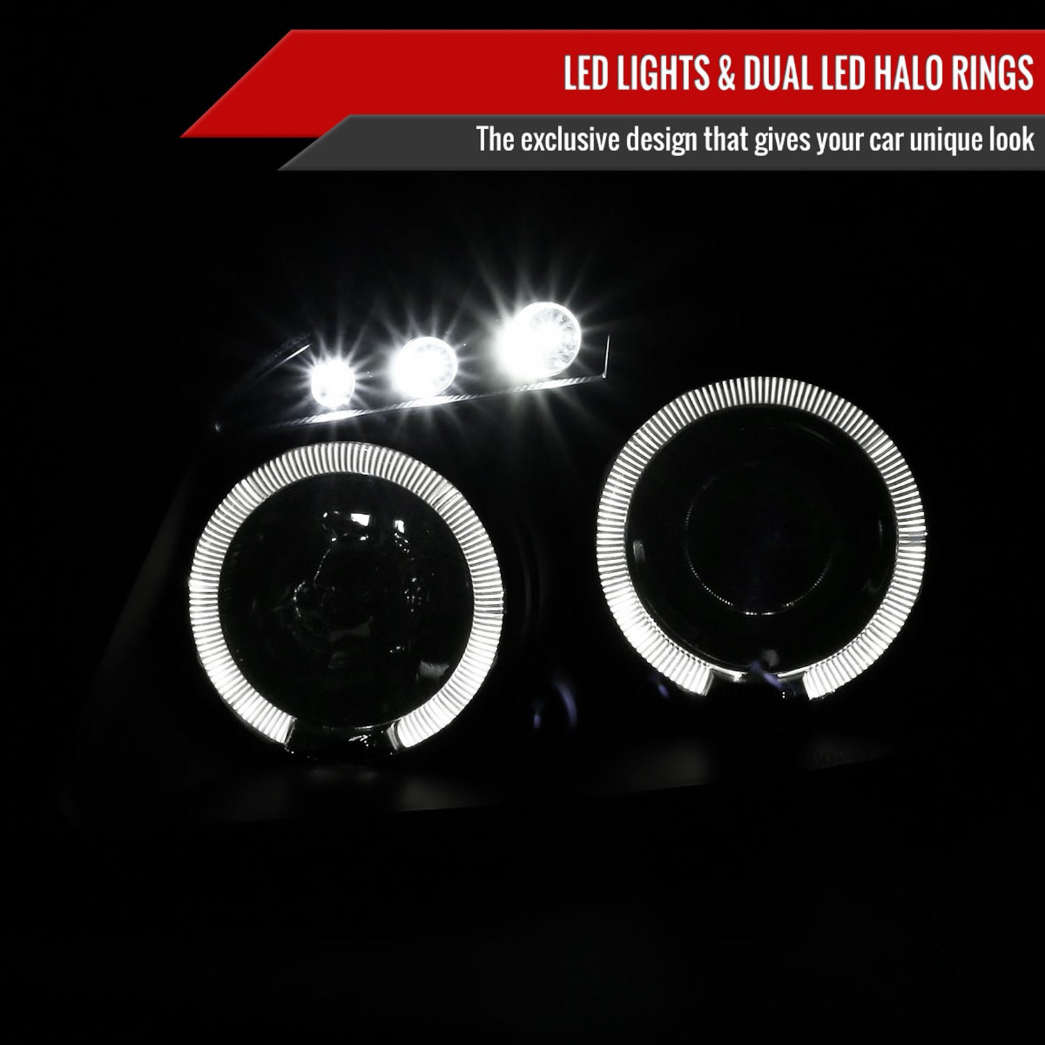 2005-2010 Chevy Cobalt Pontiac G5/Pursuit Dual Halo Projector Headlights Black