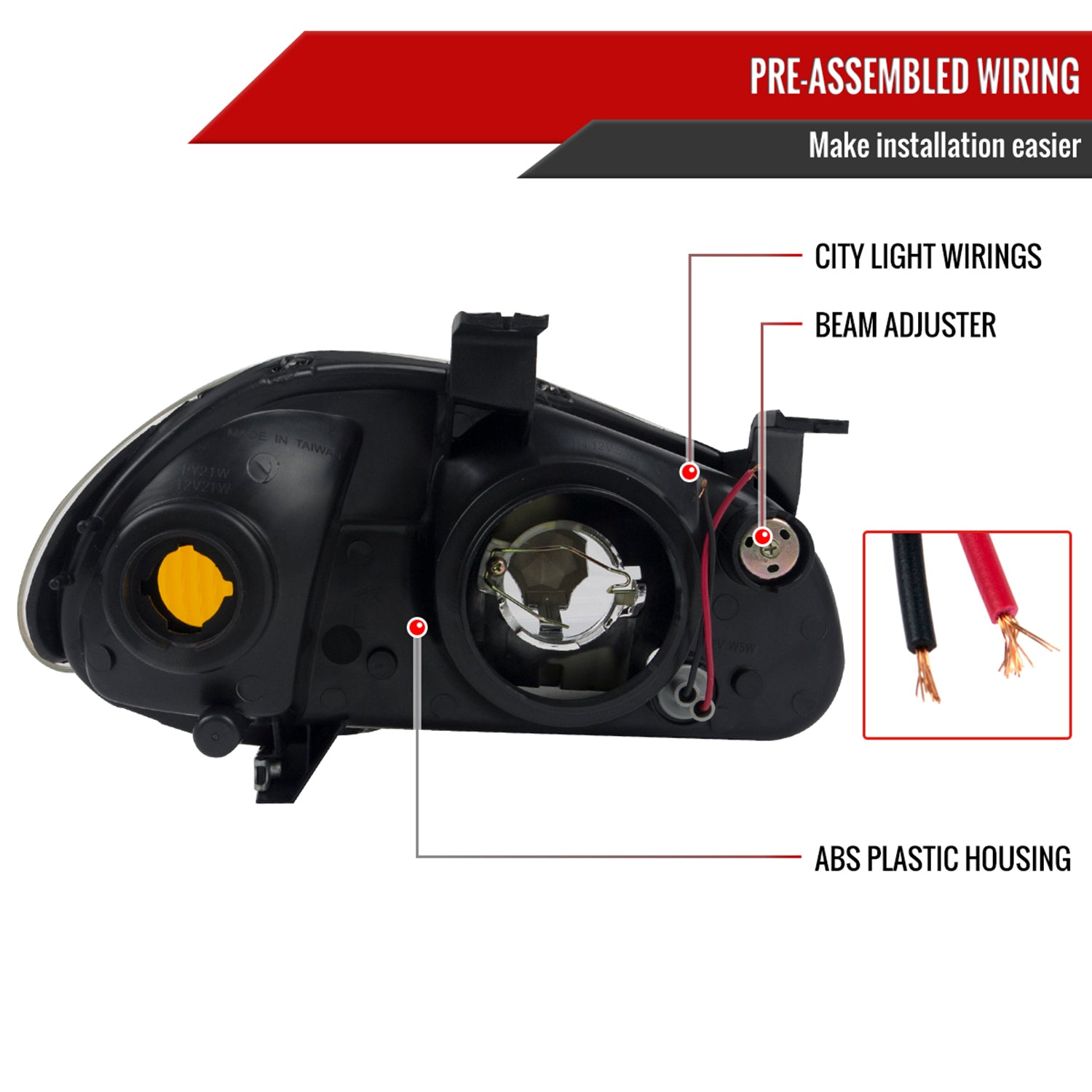 1993-1997 Honda Del Sol Crystal Headlights w/ Amber Reflector Chrome/Clear