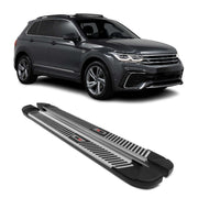 2018-2024 VW Tiguan Running Boards Side Steps Silver & Black